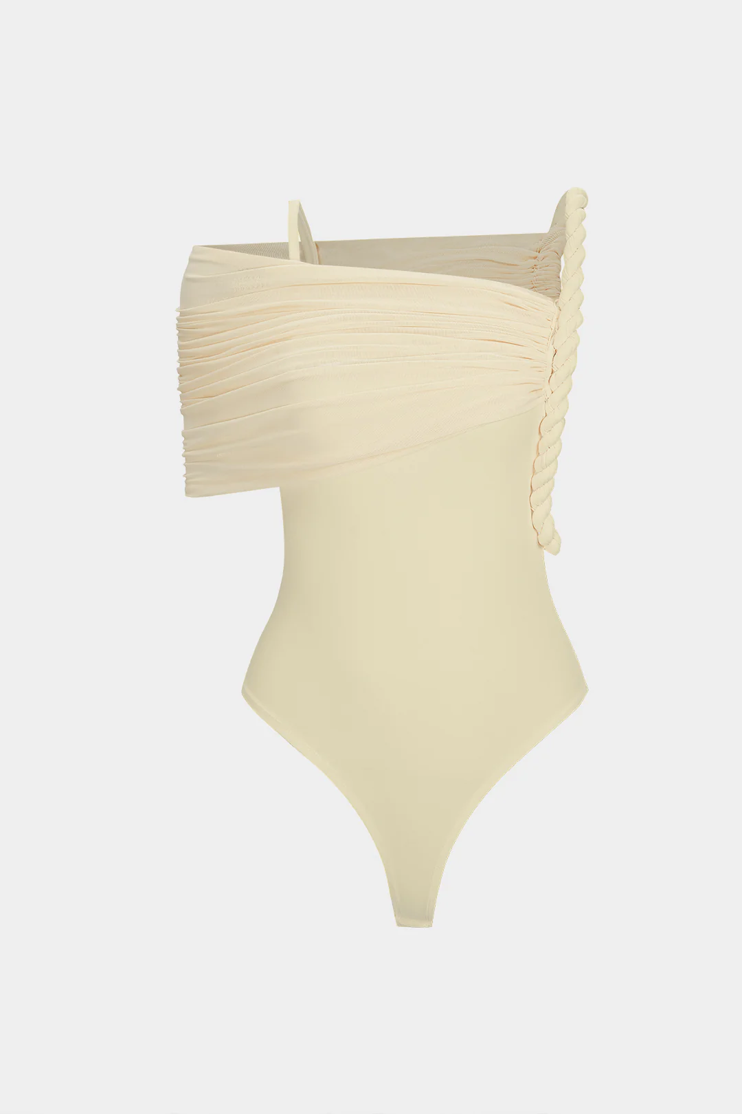 Asymmetrical Twist Knot Ruched Sleeveless Bodysuit