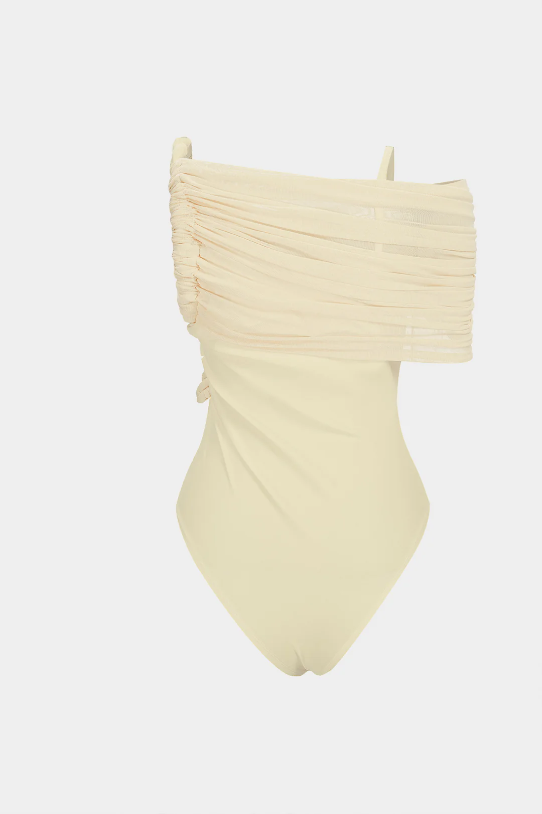 Asymmetrical Twist Knot Ruched Sleeveless Bodysuit - Image 2
