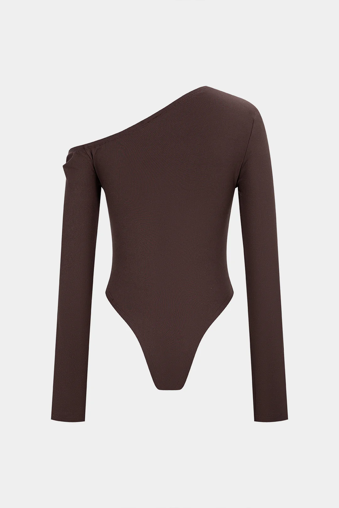 Solid Metallic Decor One Shoulder Long Sleeve Bodysuit - Image 2
