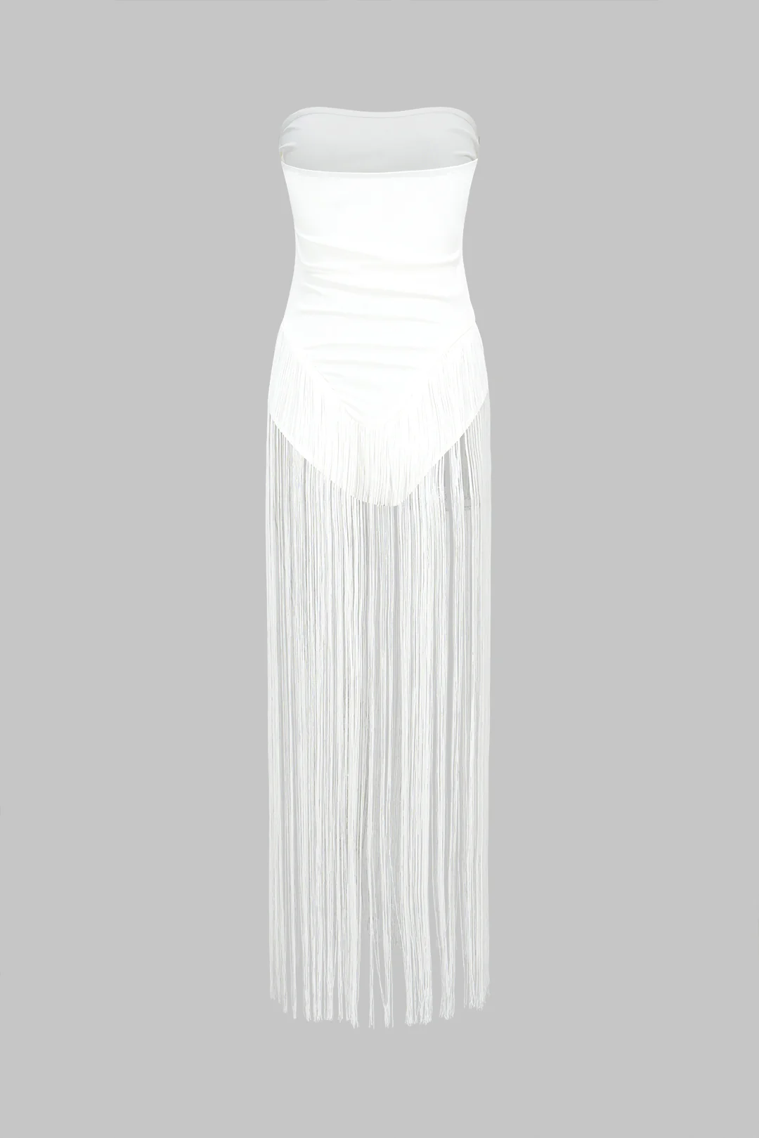 Solid Fringe Strapless Sleeveless Bodysuit - Image 2