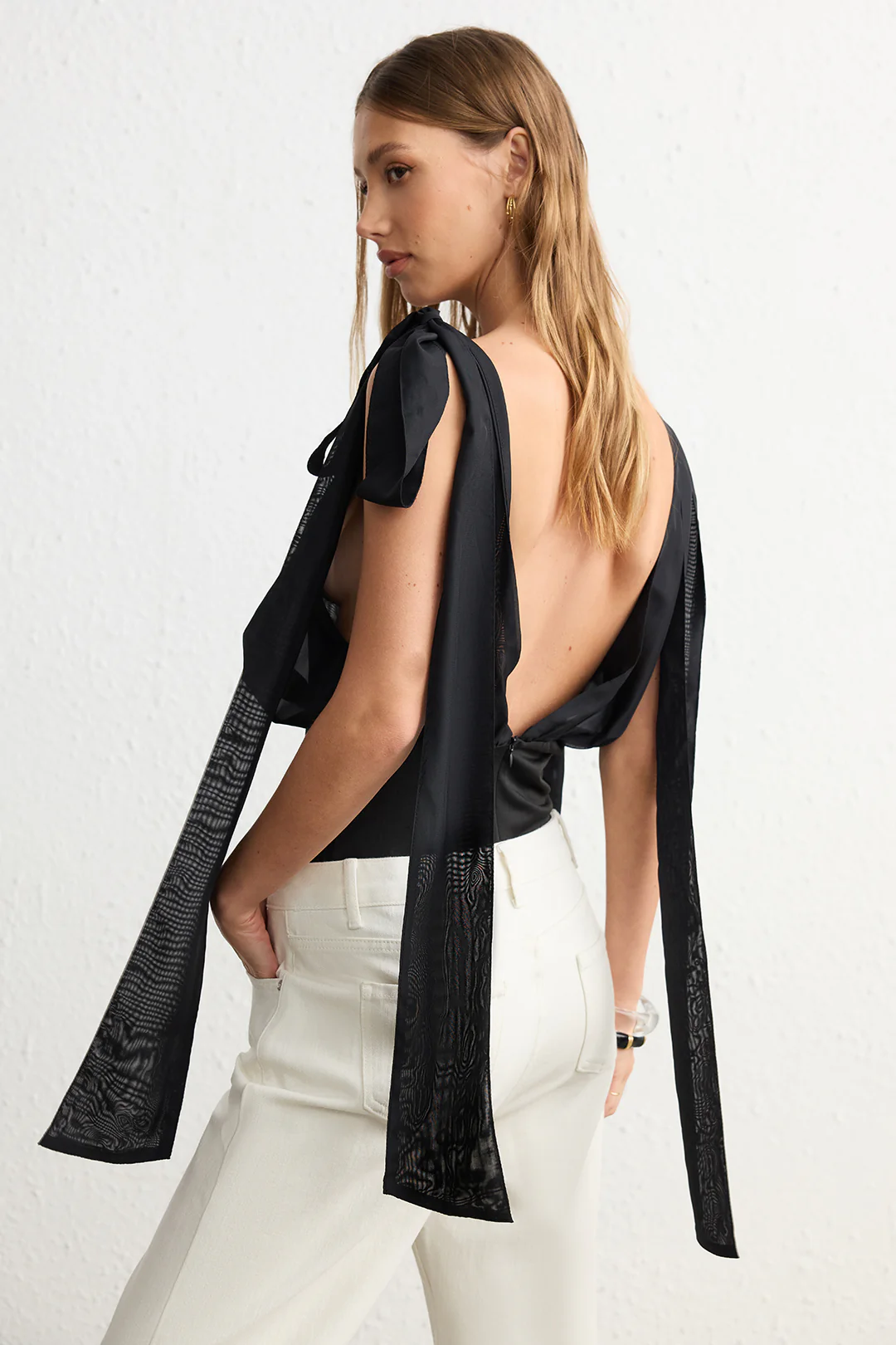 Chiffon Tie-Up Backless Sleeveless Bodysuit - Image 2