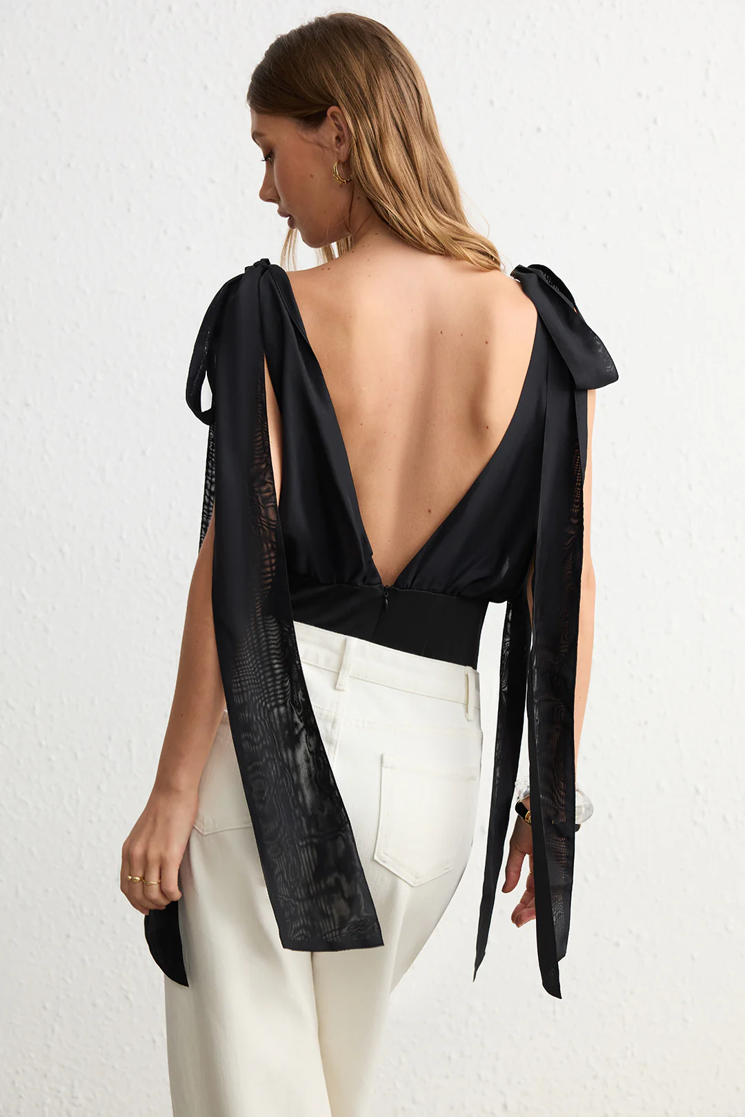 Chiffon Tie-Up Backless Sleeveless Bodysuit - Image 5