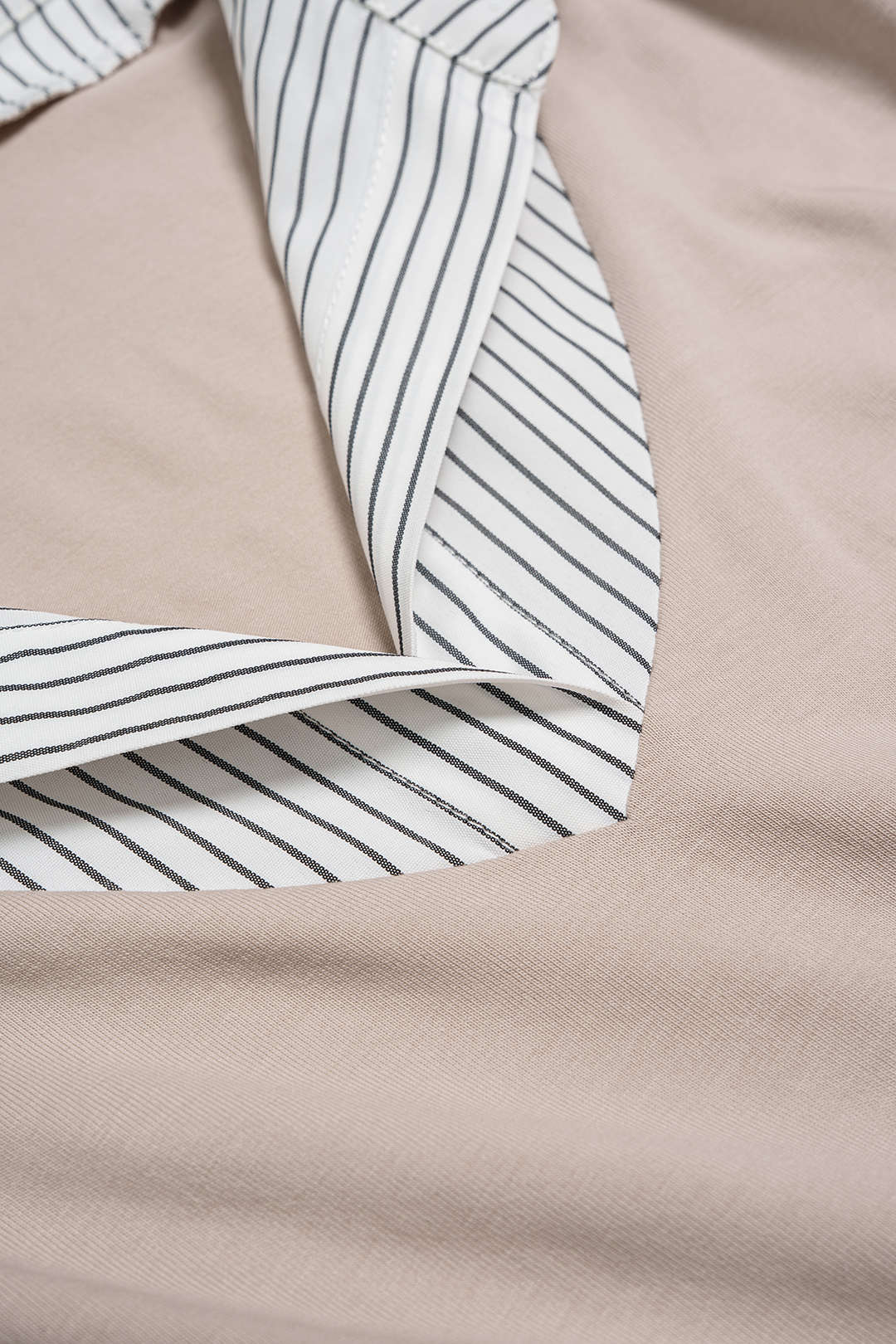 Striped Patchwork Lapel Short Sleeve Bodysuit - Image 3