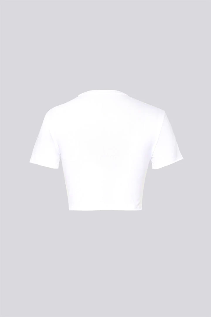 White Cropped T Shirt - Image 3