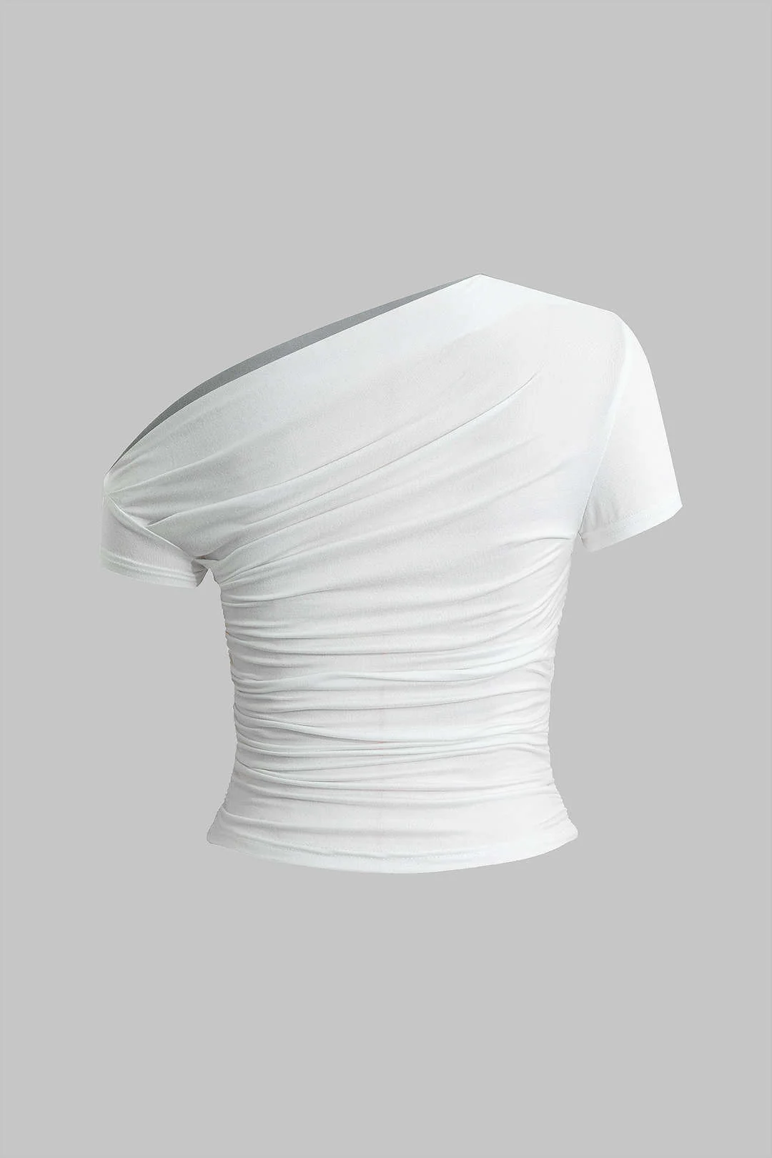 Basic Asymmetrical Ruched T-shirt - Image 2