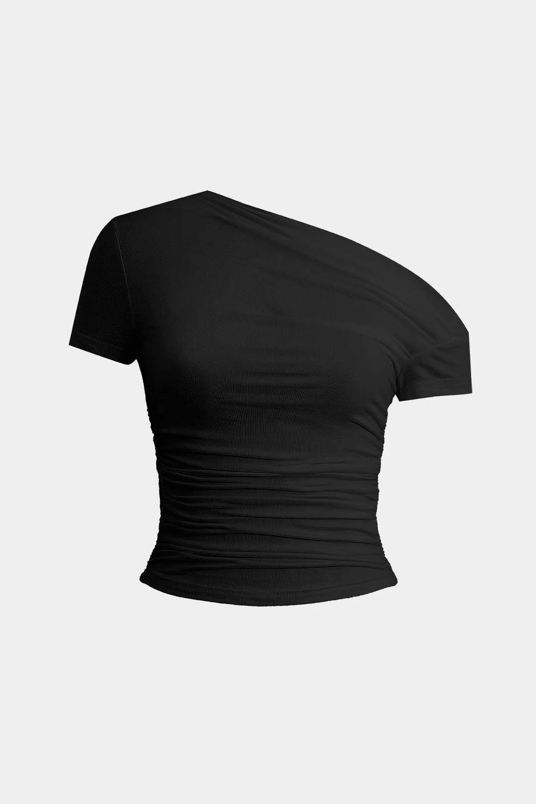 Basic Asymmetrical Ruched T-shirt - Image 5