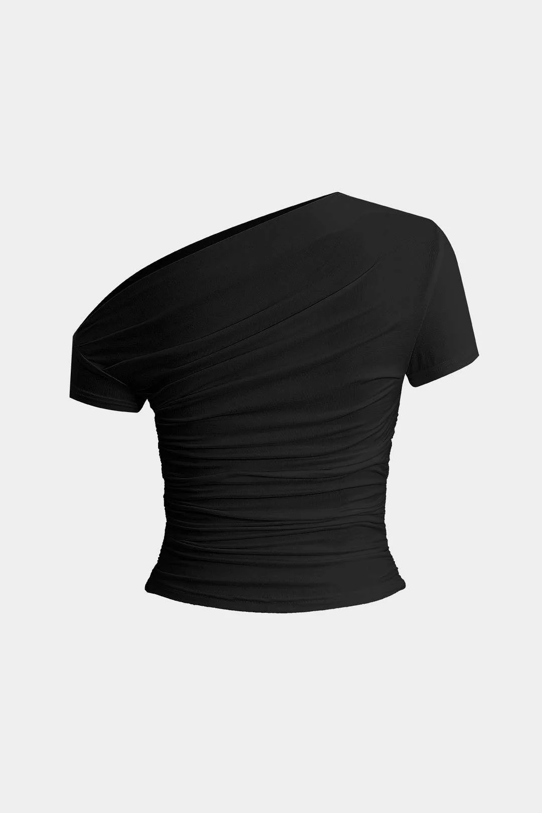 Basic Asymmetrical Ruched T-shirt - Image 6