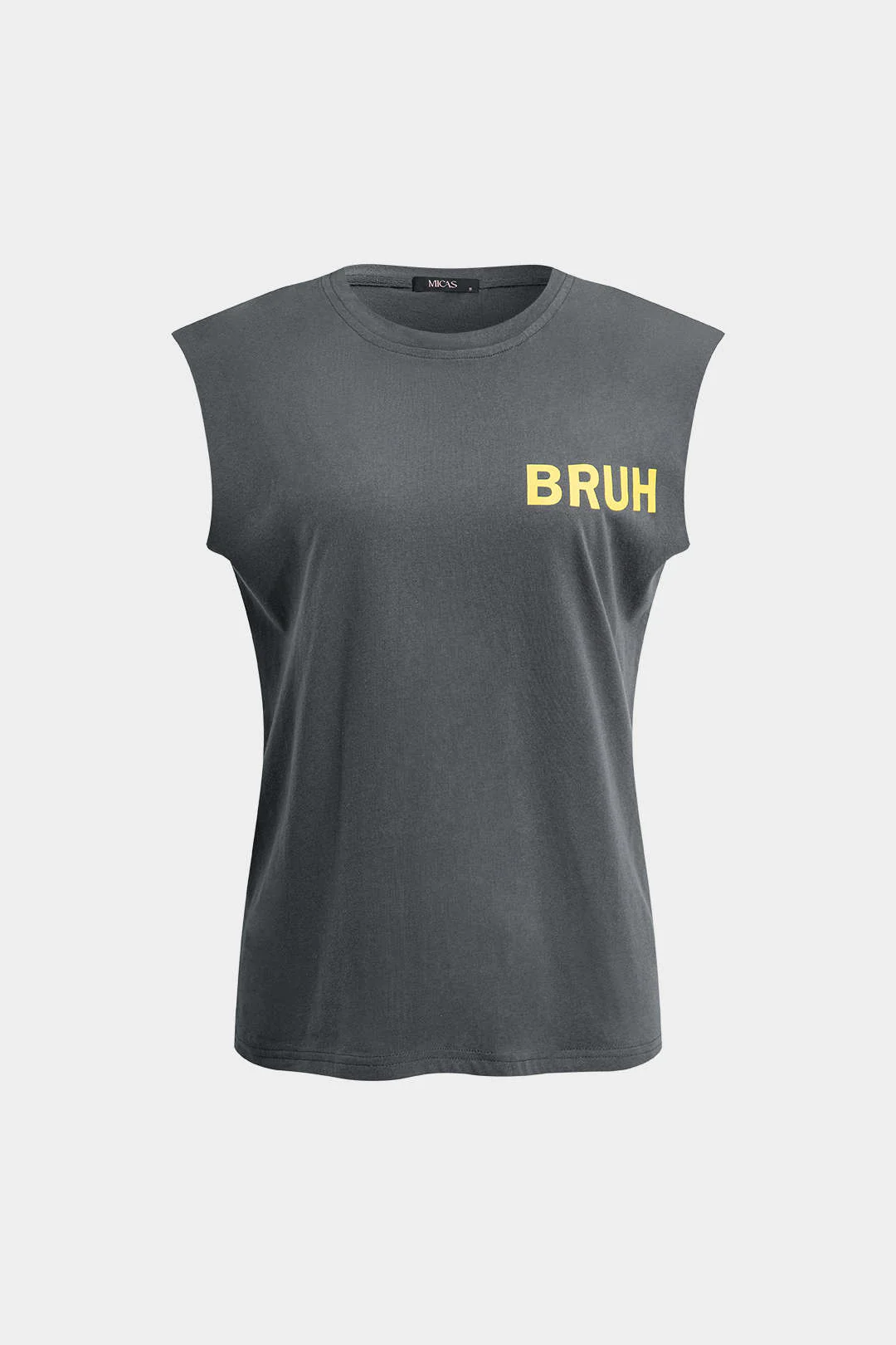 Bruh Print Sleeveless T-shirt - Image 2