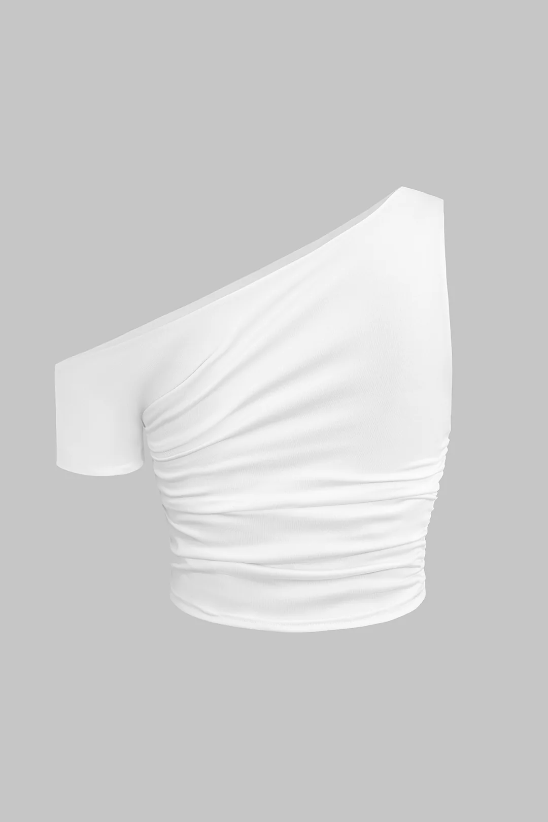 Solid One Shoulder Asymmetrical T-Shirt - Image 2