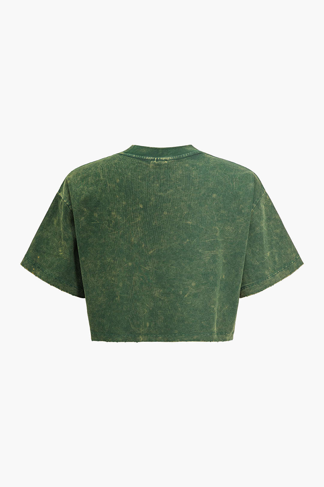 Washed Round Neck Cropped Short Sleeve T-Shirt - Image 2