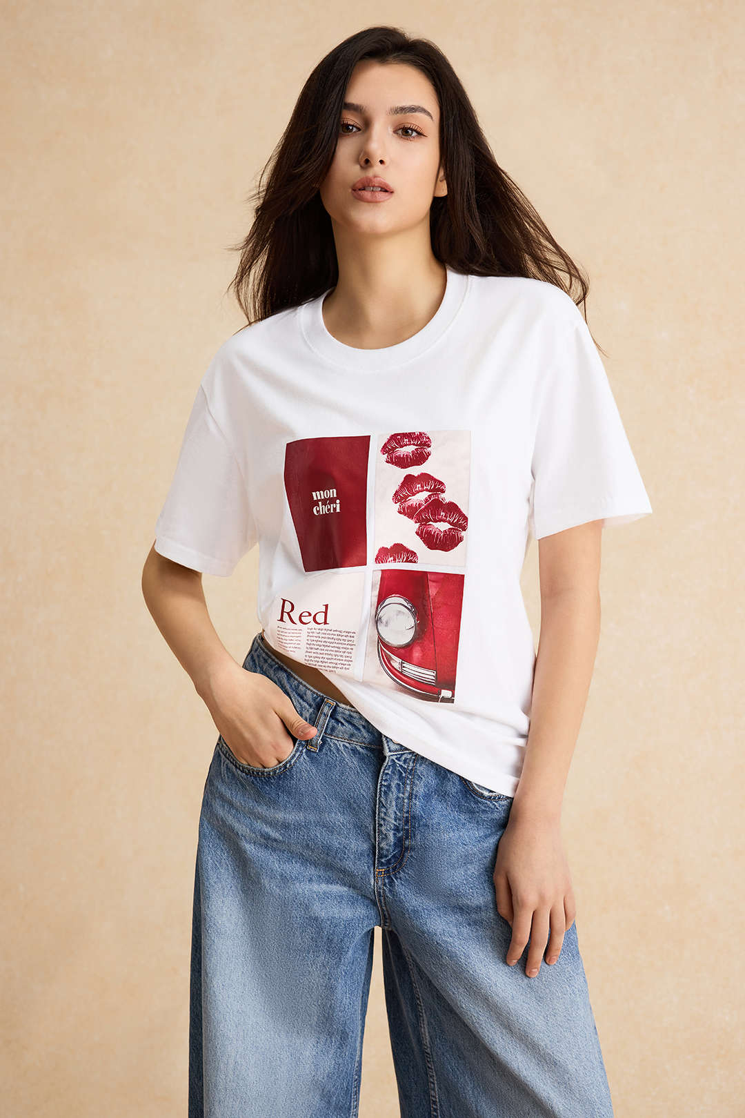Letter Print Round Neck Short Sleeve T-Shirt - Image 6