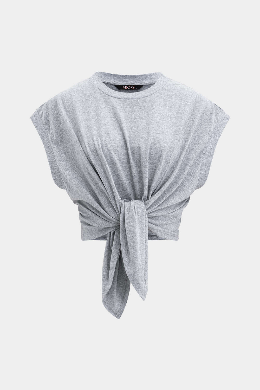 Solid Ruched Tie Front T-Shirt - Image 11