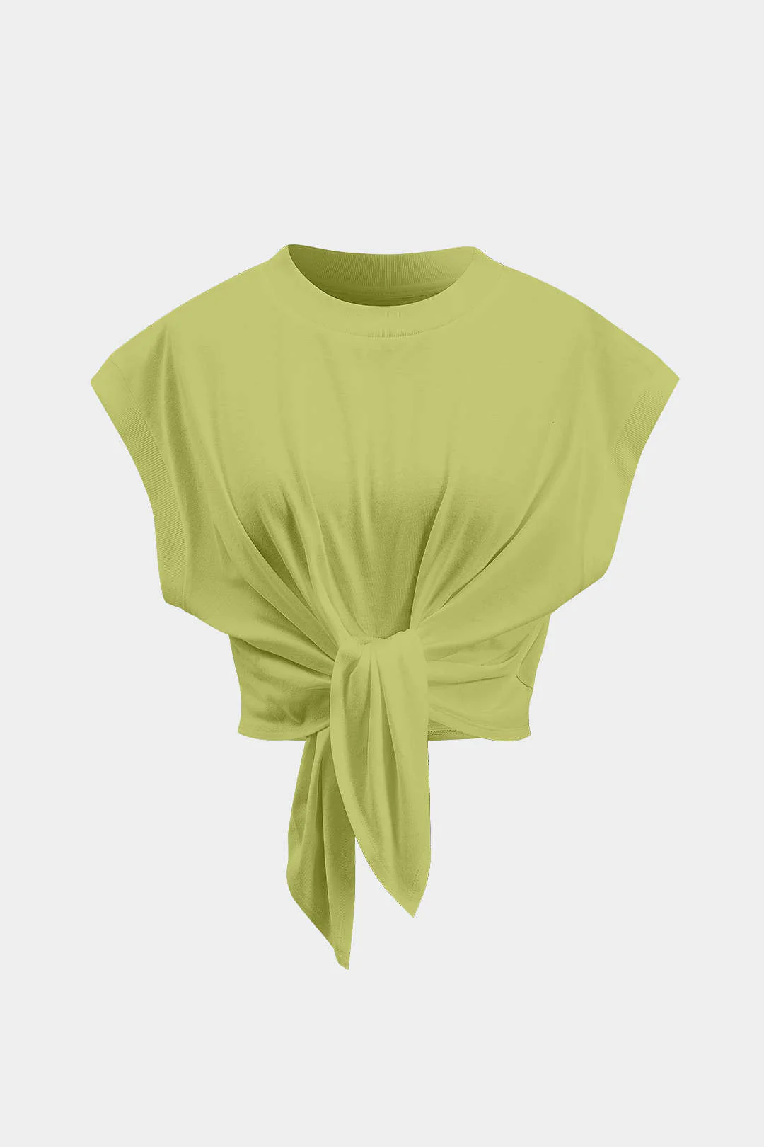 Solid Ruched Tie Front T-Shirt - Image 12