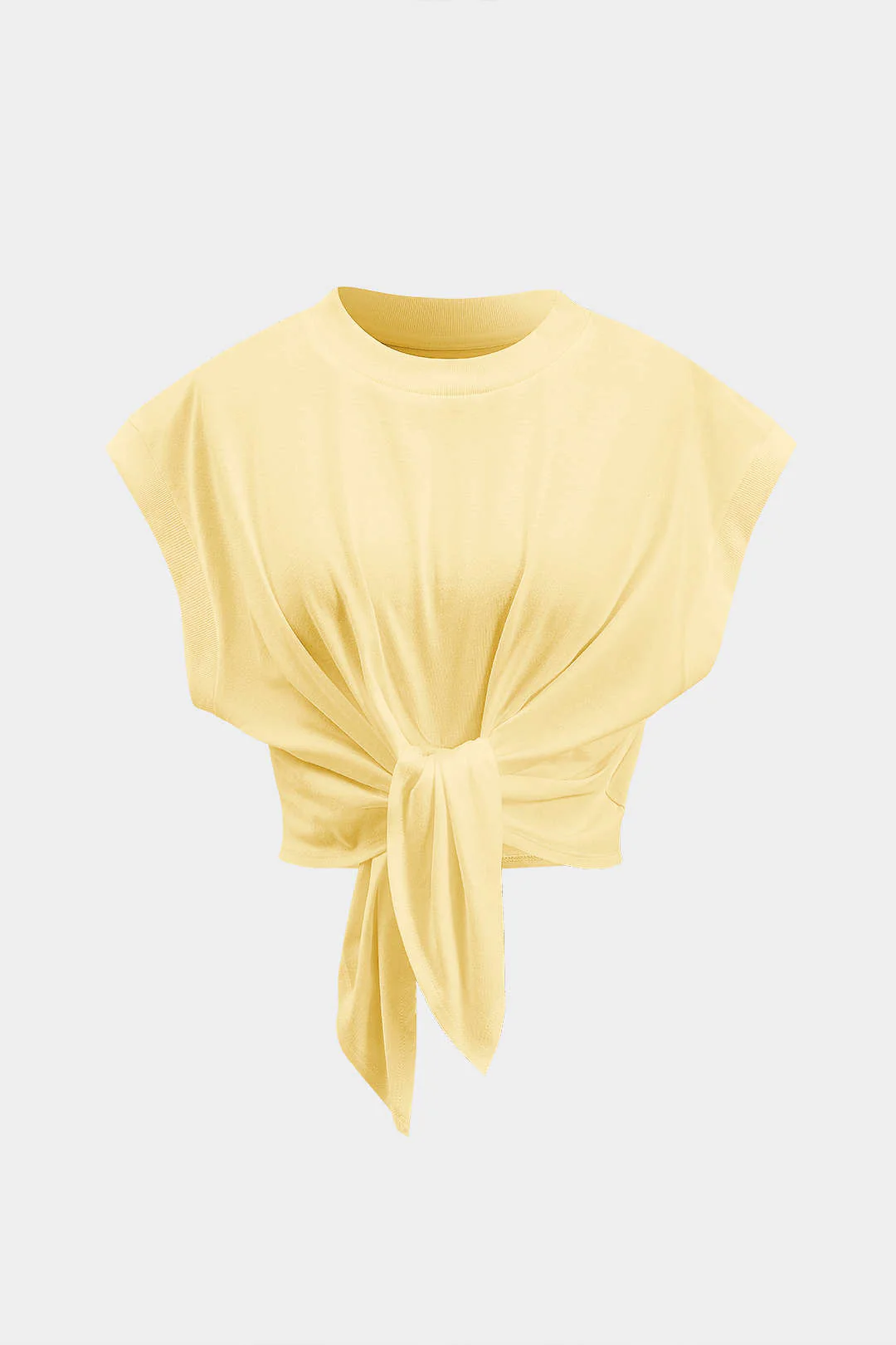 Solid Ruched Tie Front T-Shirt - Image 13
