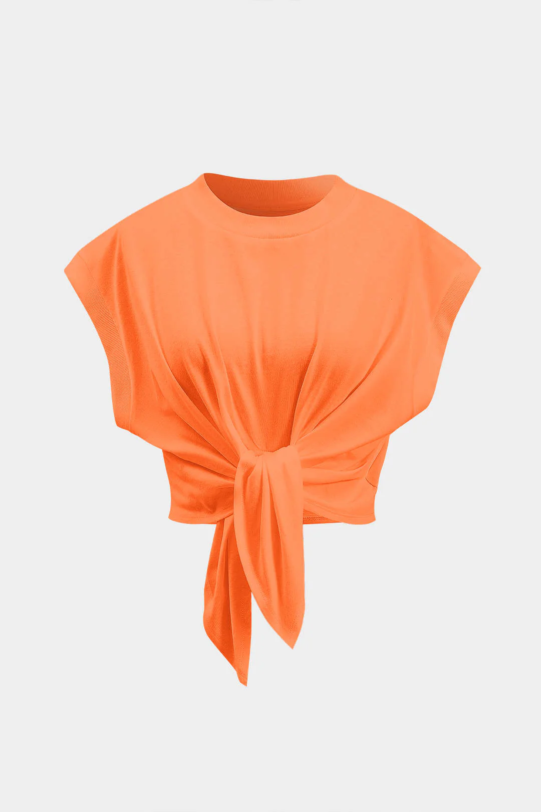 Solid Ruched Tie Front T-Shirt - Image 14