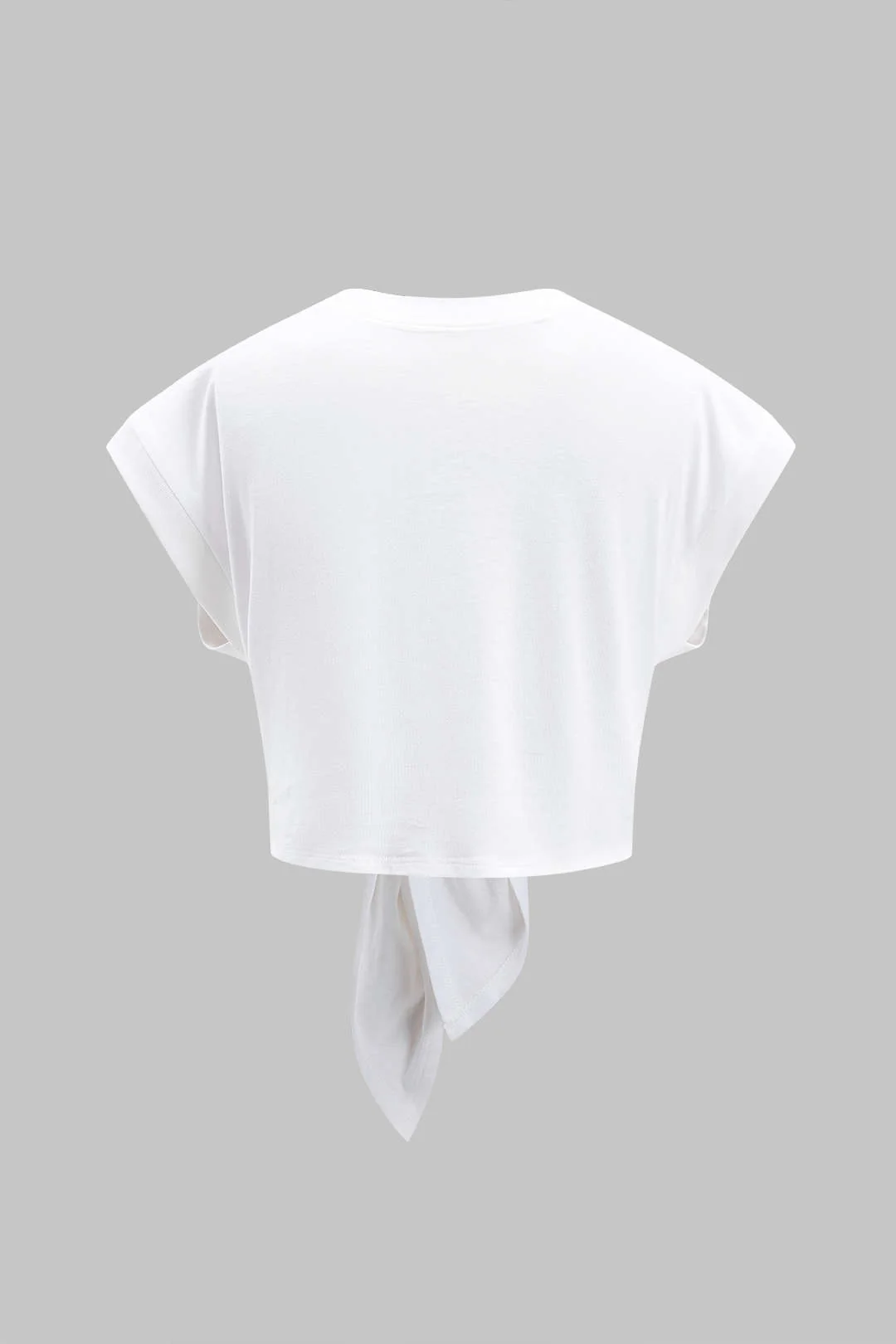 Solid Ruched Tie Front T-Shirt - Image 3