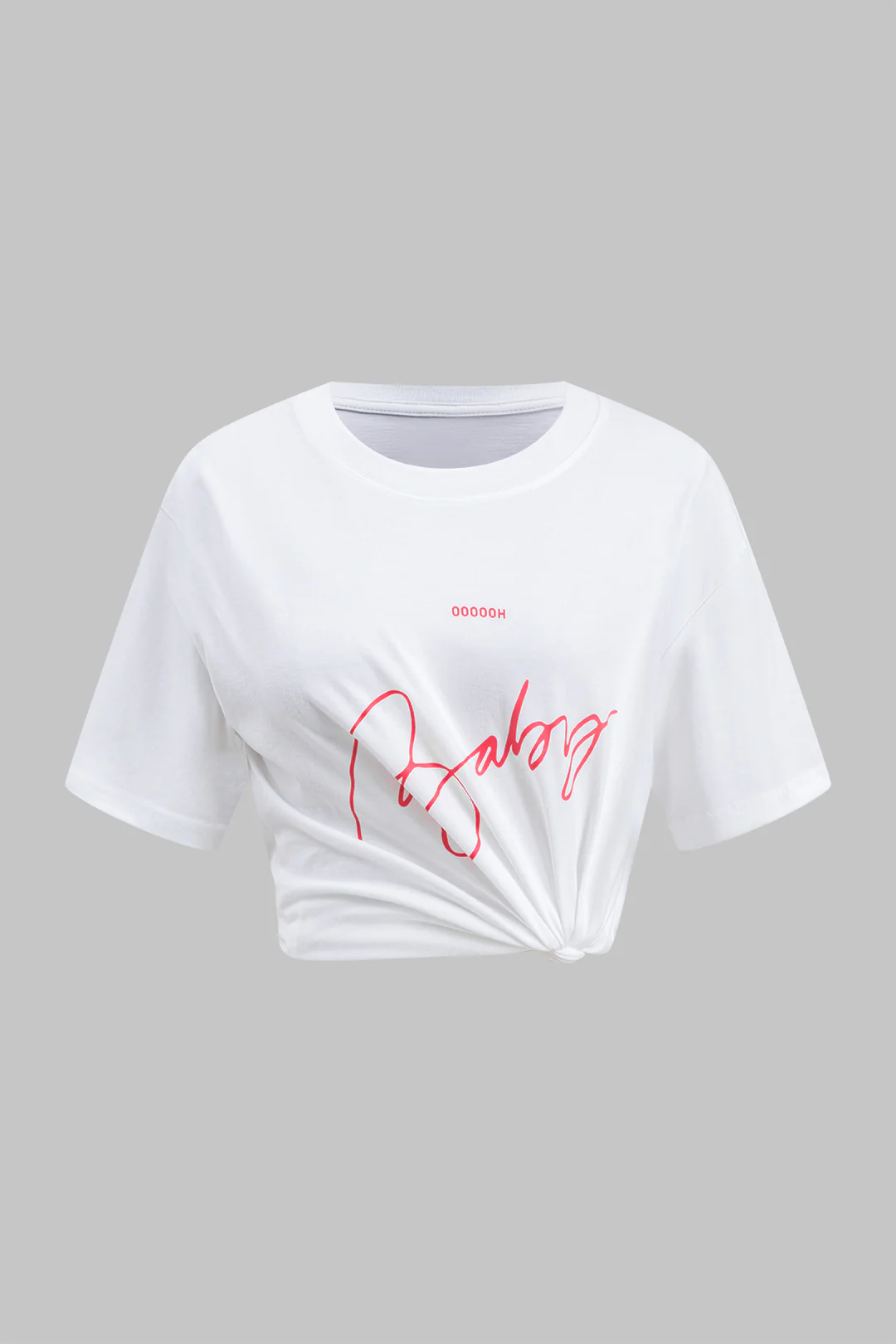 Letter Print Round Neck Short Sleeve T-Shirt