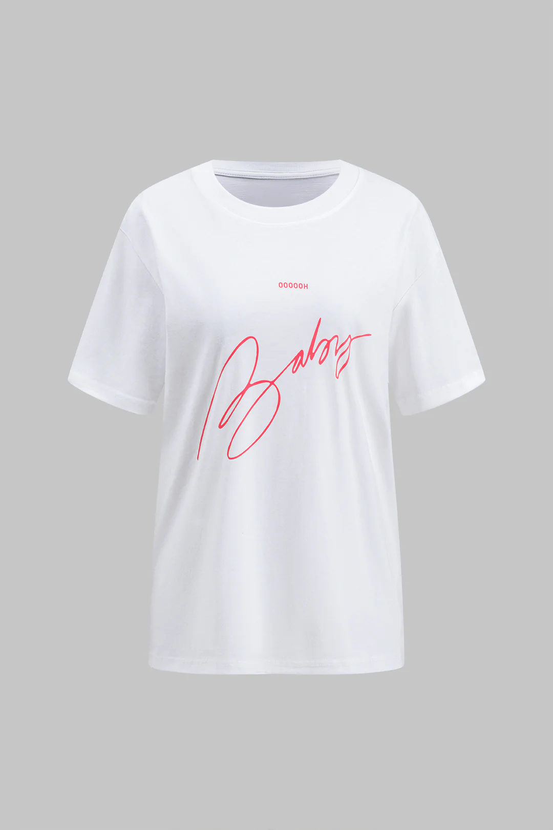 Letter Print Round Neck Short Sleeve T-Shirt - Image 2