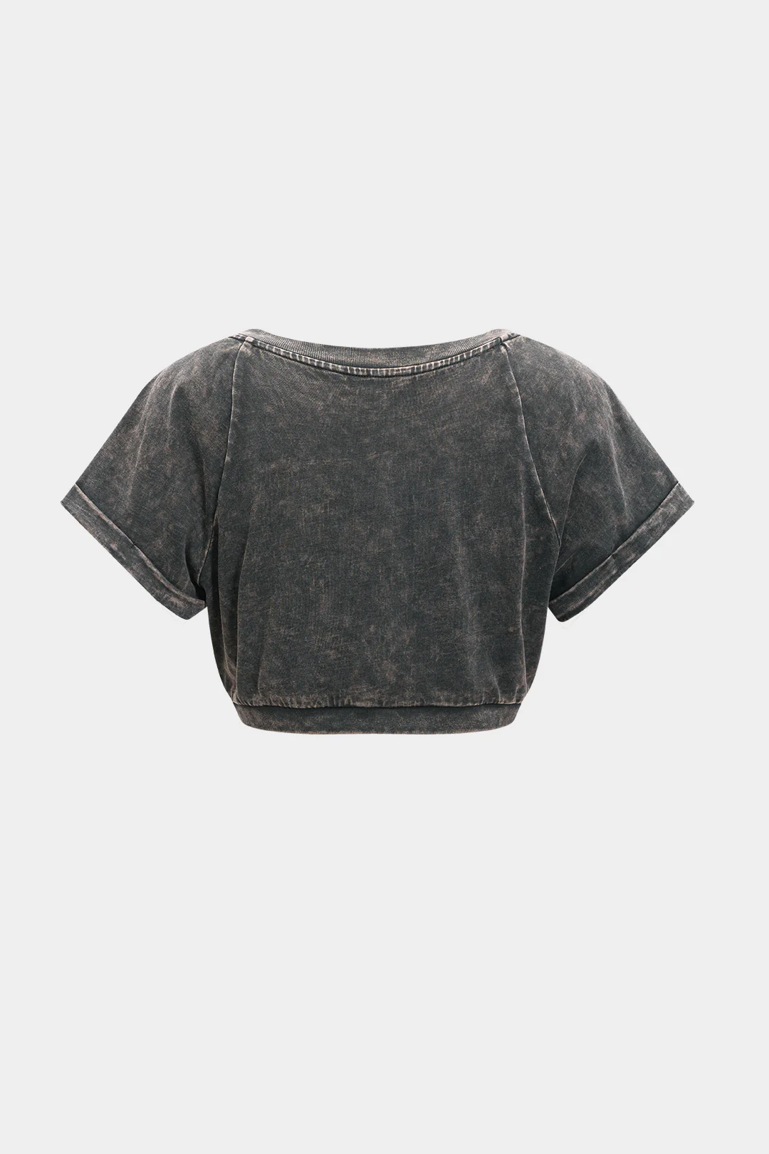 Solid Short Sleeve Crop T-Shirt - Image 5