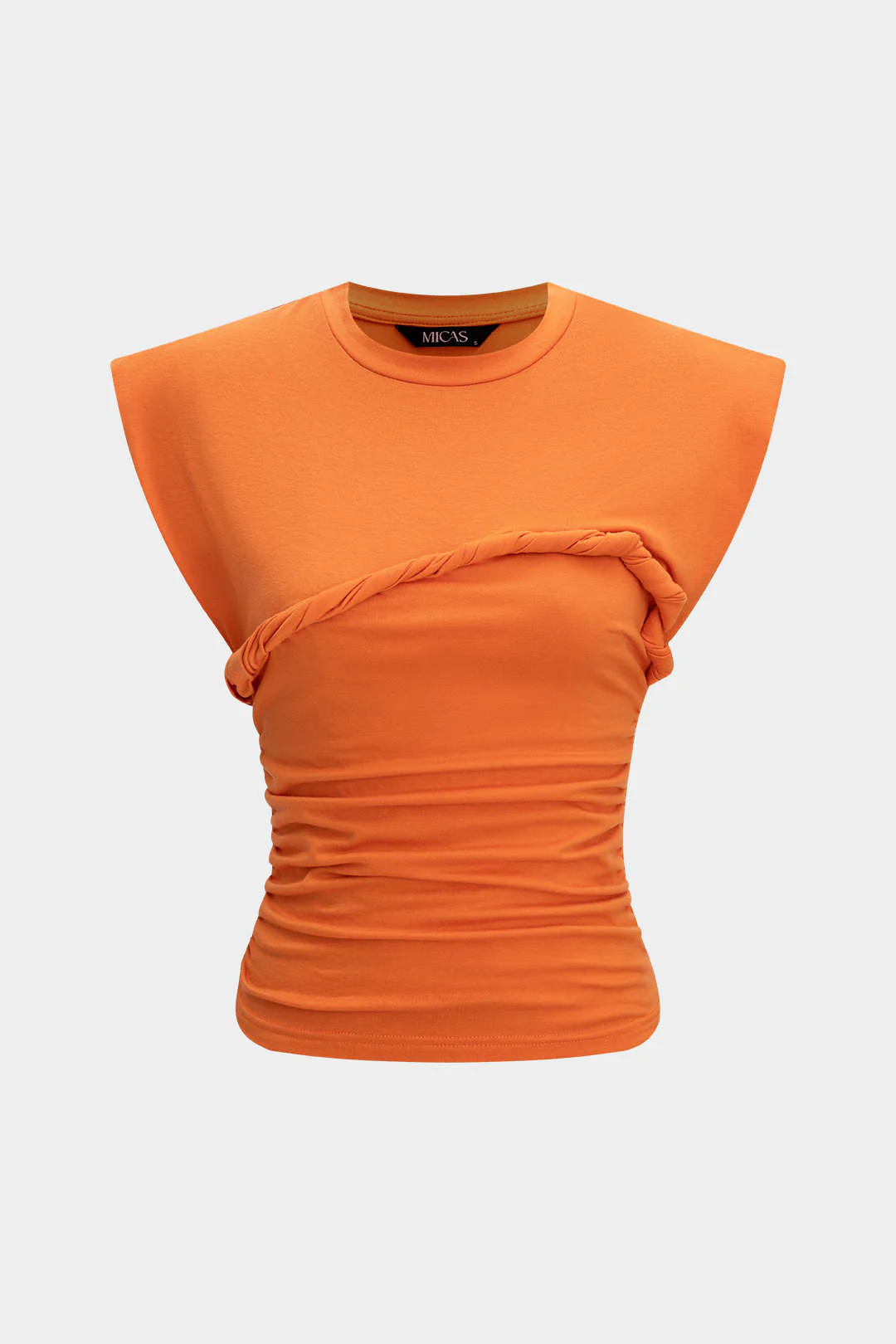 Solid Twist Round Neck T-Shirt - Image 10