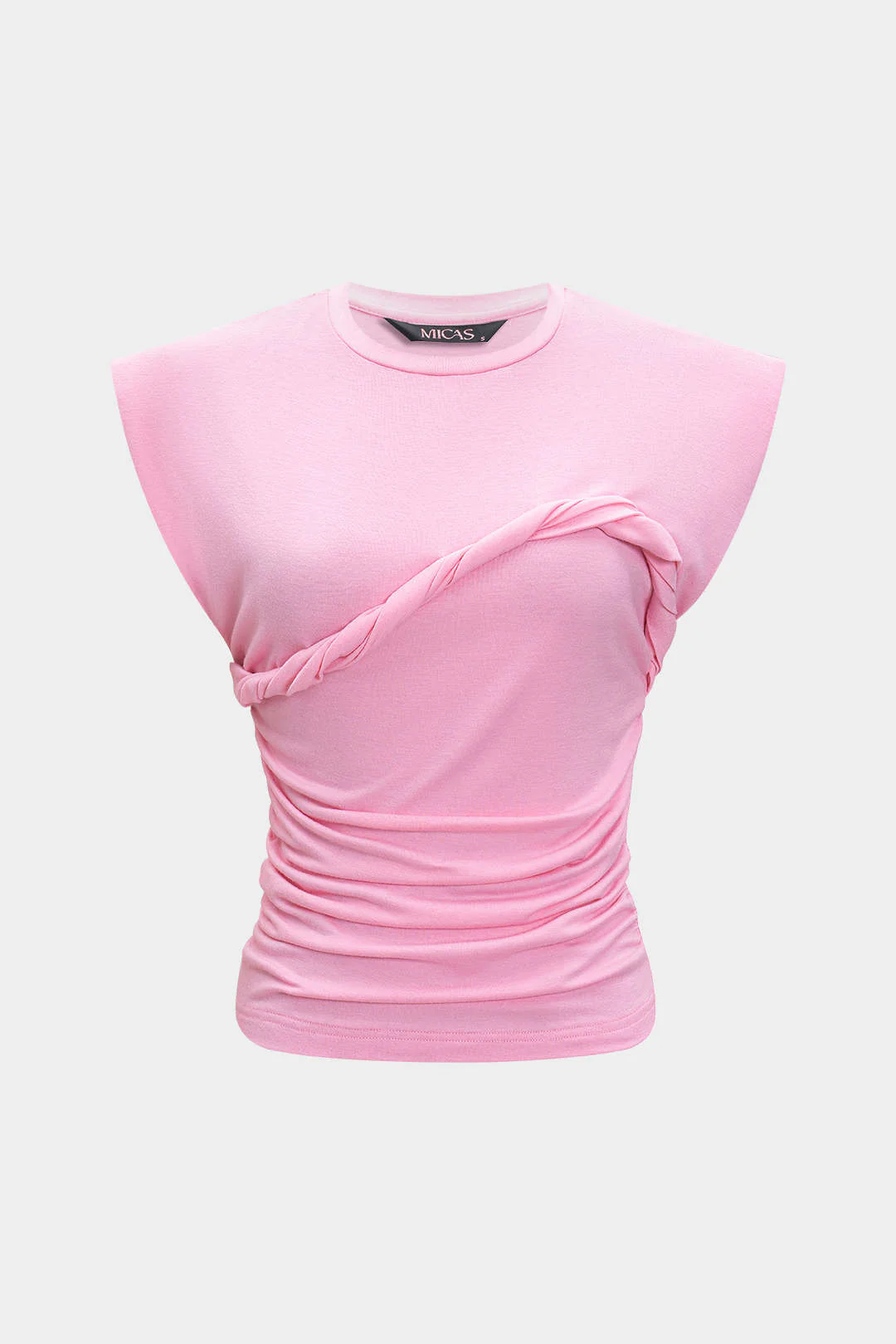 Solid Twist Round Neck T-Shirt - Image 16