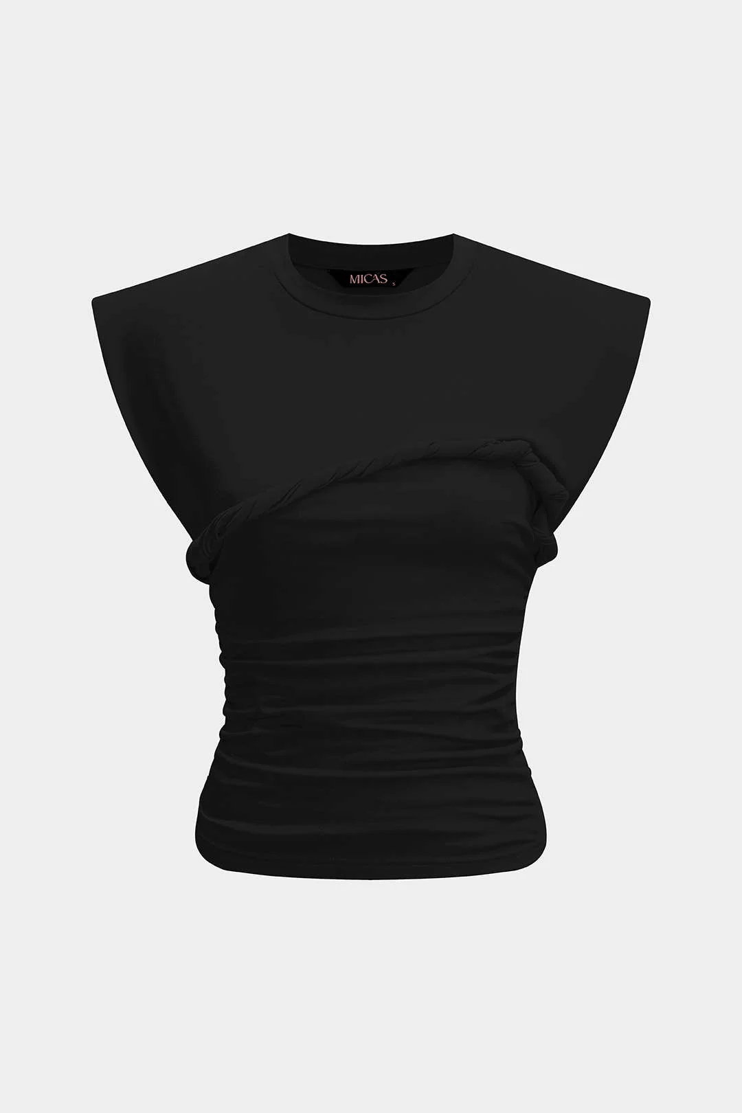 Solid Twist Round Neck T-Shirt - Image 20