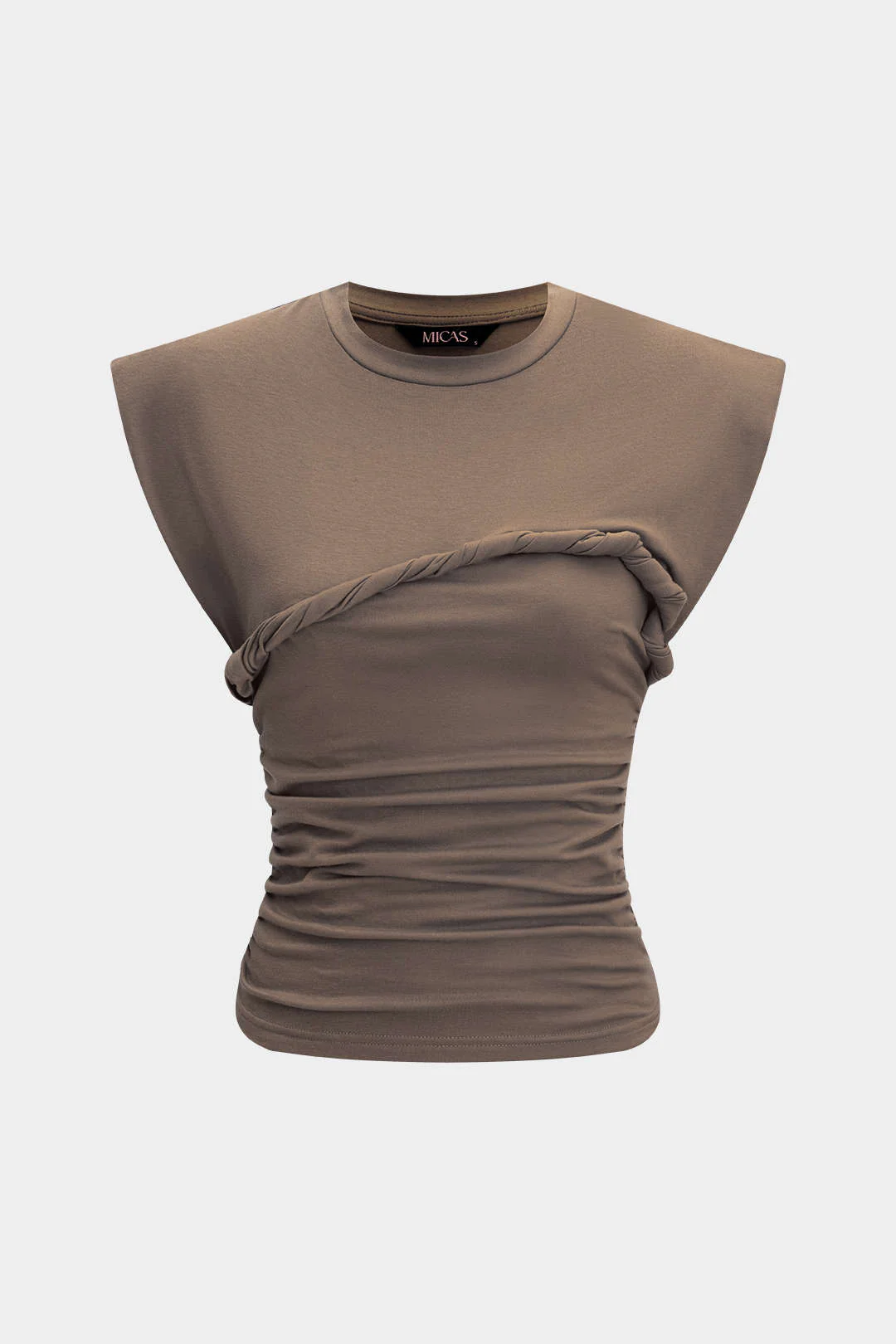 Solid Twist Round Neck T-Shirt - Image 22