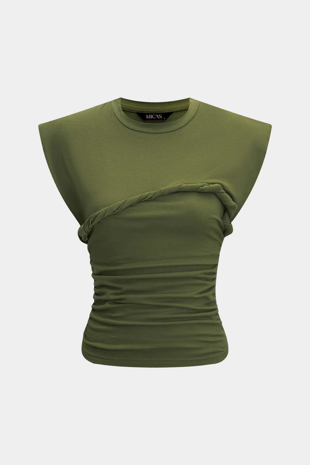 Solid Twist Round Neck T-Shirt - Image 26