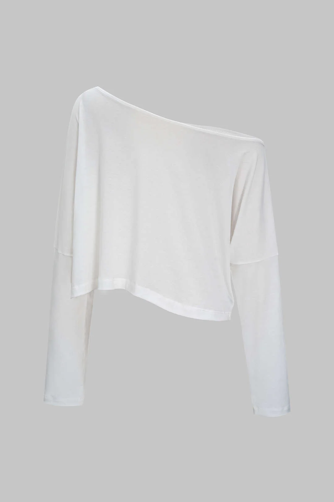 Asymmetrical Neck Long-Sleeve Top - Image 2