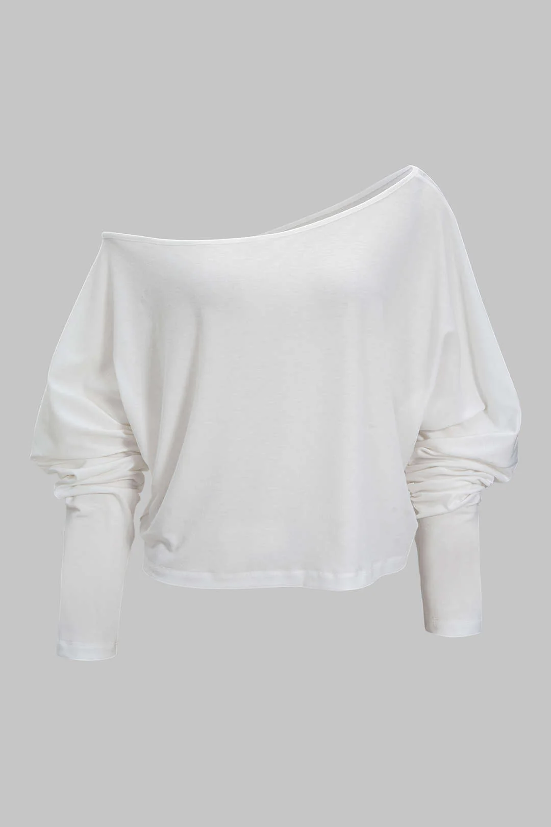 Asymmetrical Neck Long-Sleeve Top - Image 3