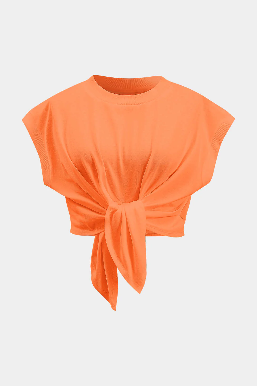 Plus Size Ruched Tie Front Short Sleeve T-Shirt - Image 11