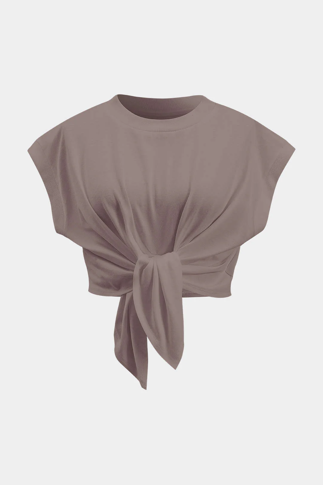 Plus Size Ruched Tie Front Short Sleeve T-Shirt - Image 14