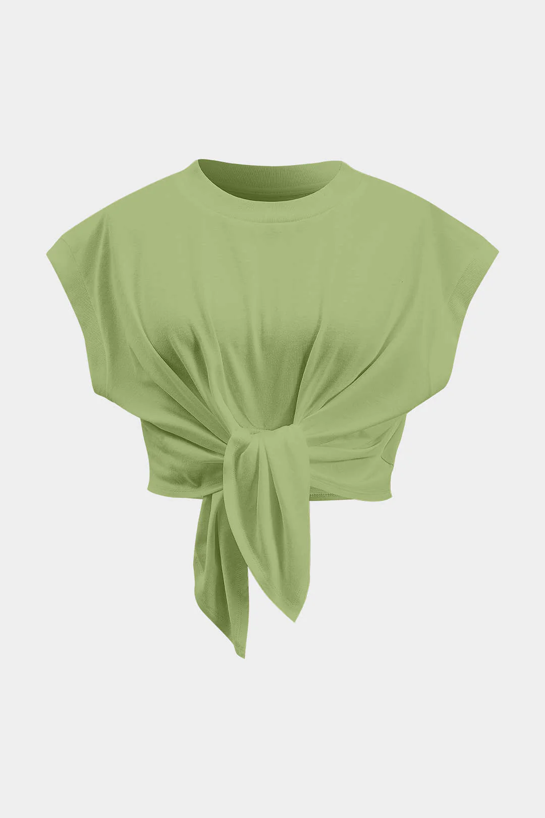 Plus Size Ruched Tie Front Short Sleeve T-Shirt - Image 9