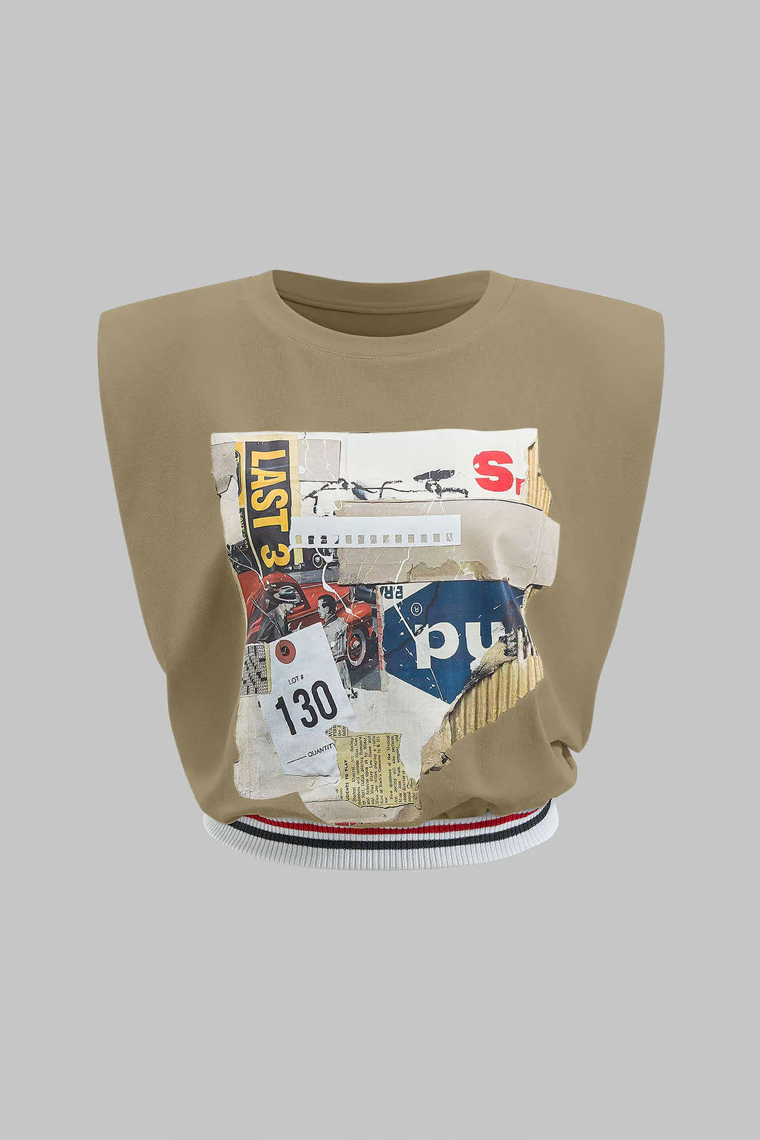 Car Letter Digital Pattern Print Loose Sleeveless T-Shirt - Image 15