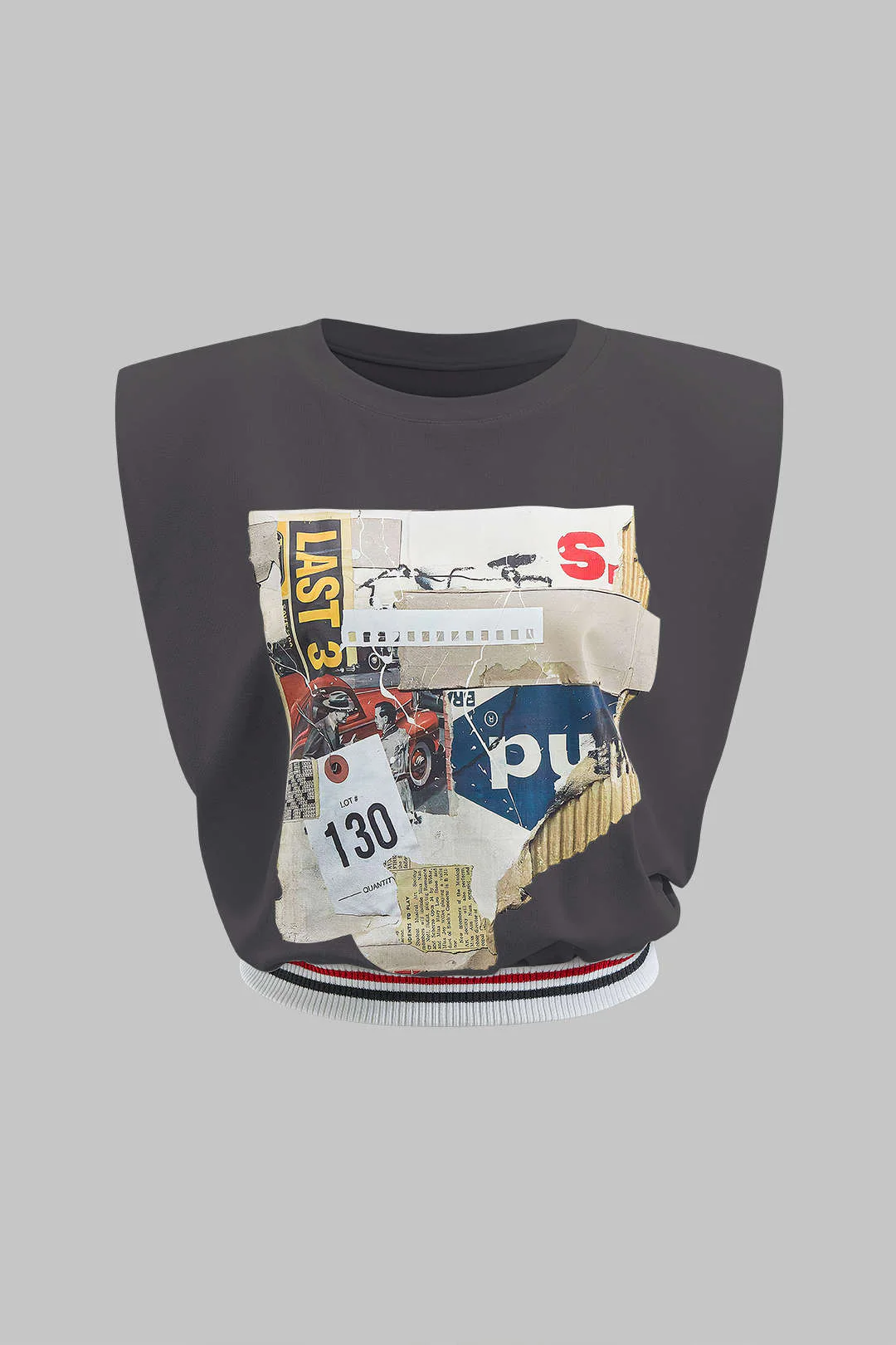 Car Letter Digital Pattern Print Loose Sleeveless T-Shirt - Image 23