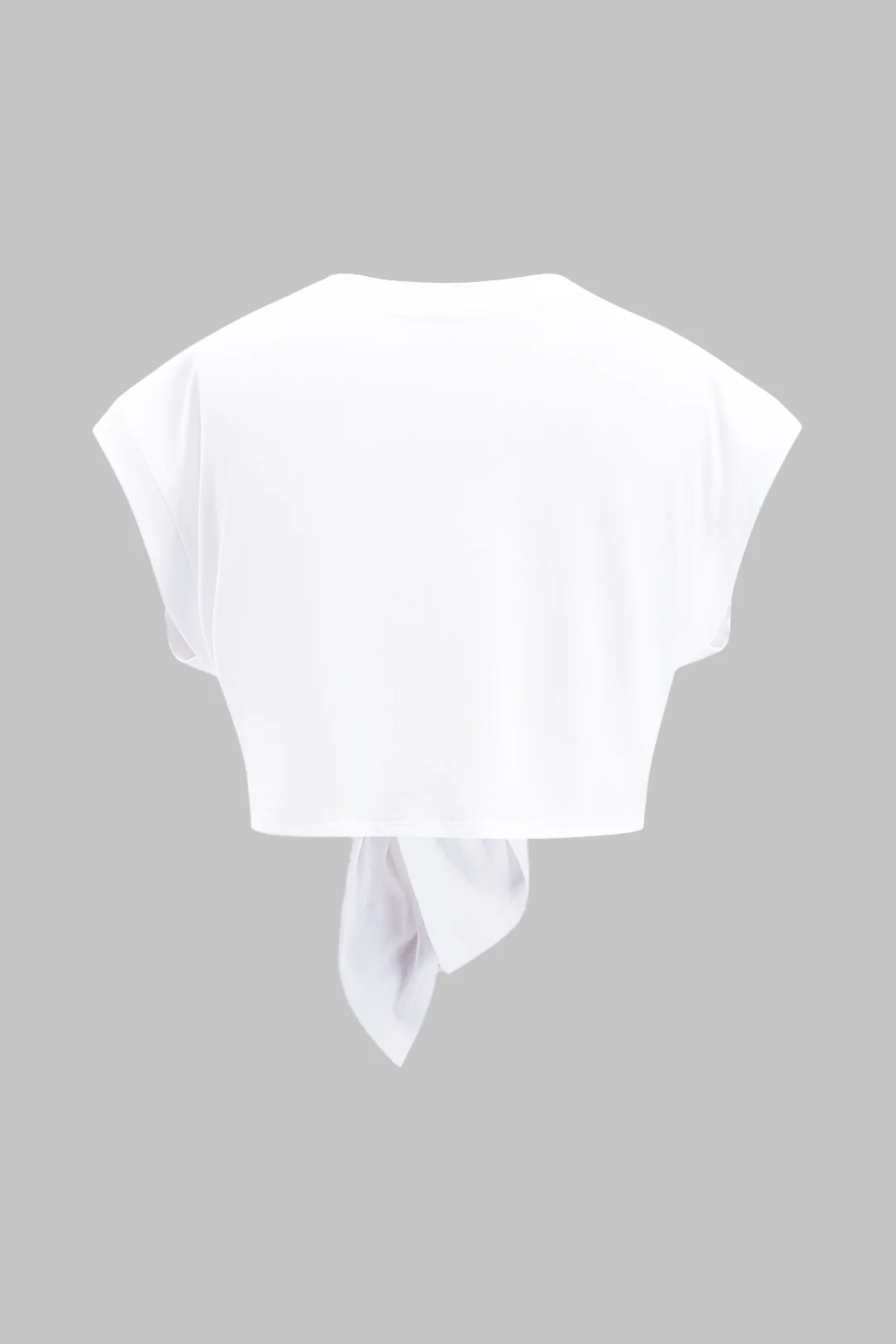Plus Size Letter Print Tie Front Round Neck T-Shirt - Image 2