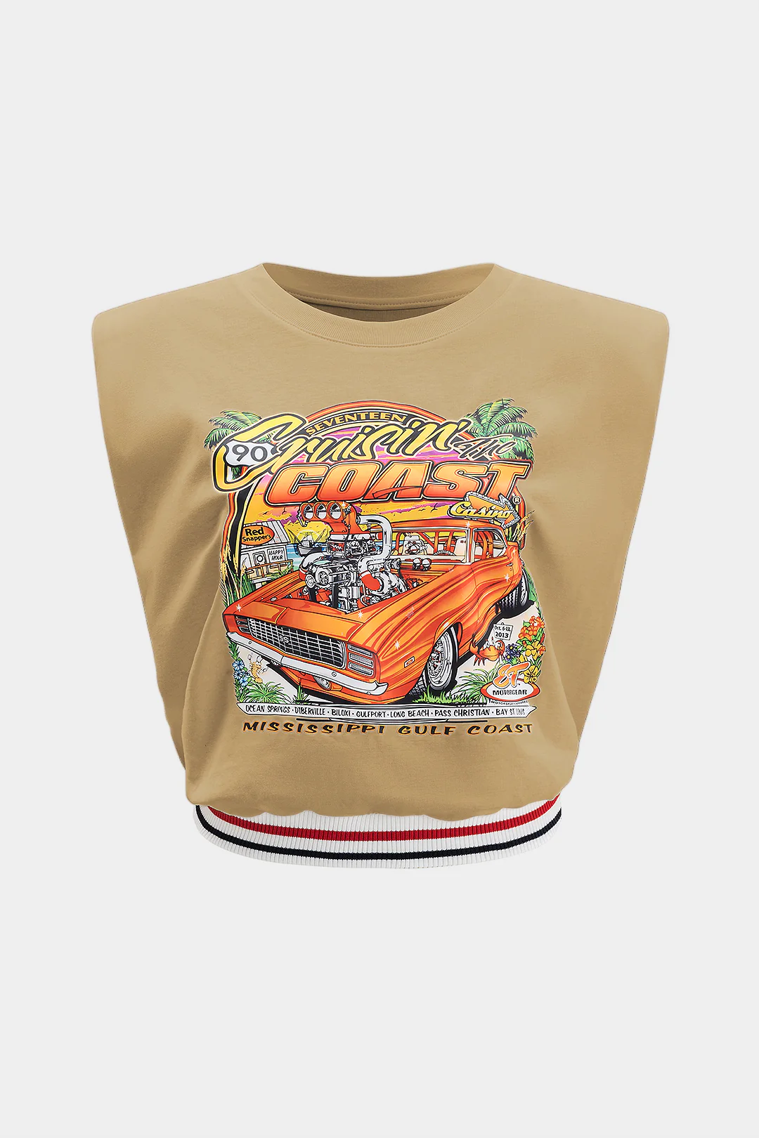 Car Print  Round Neck Sleeveless T-Shirt - Image 11