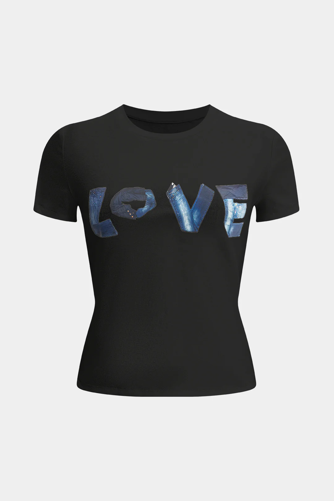 Letter Print Round Neck Short Sleeve T-Shirt - Image 5