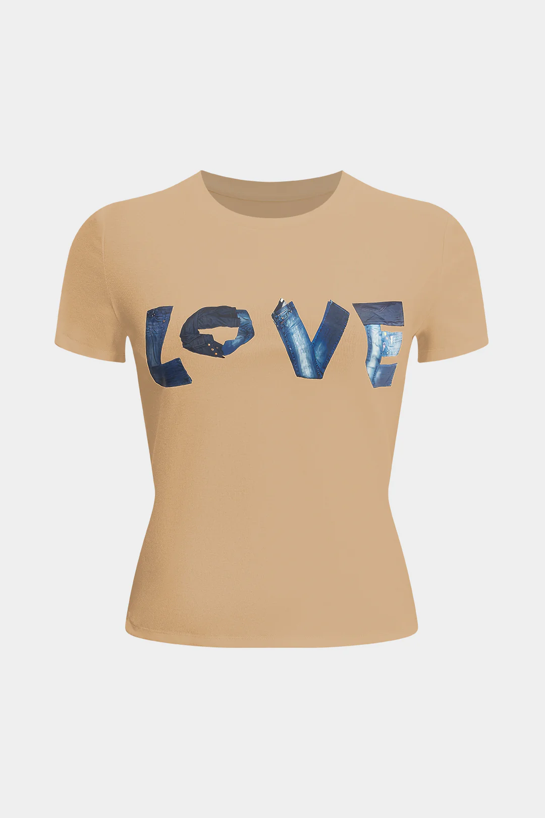 Letter Print Round Neck Short Sleeve T-Shirt - Image 6