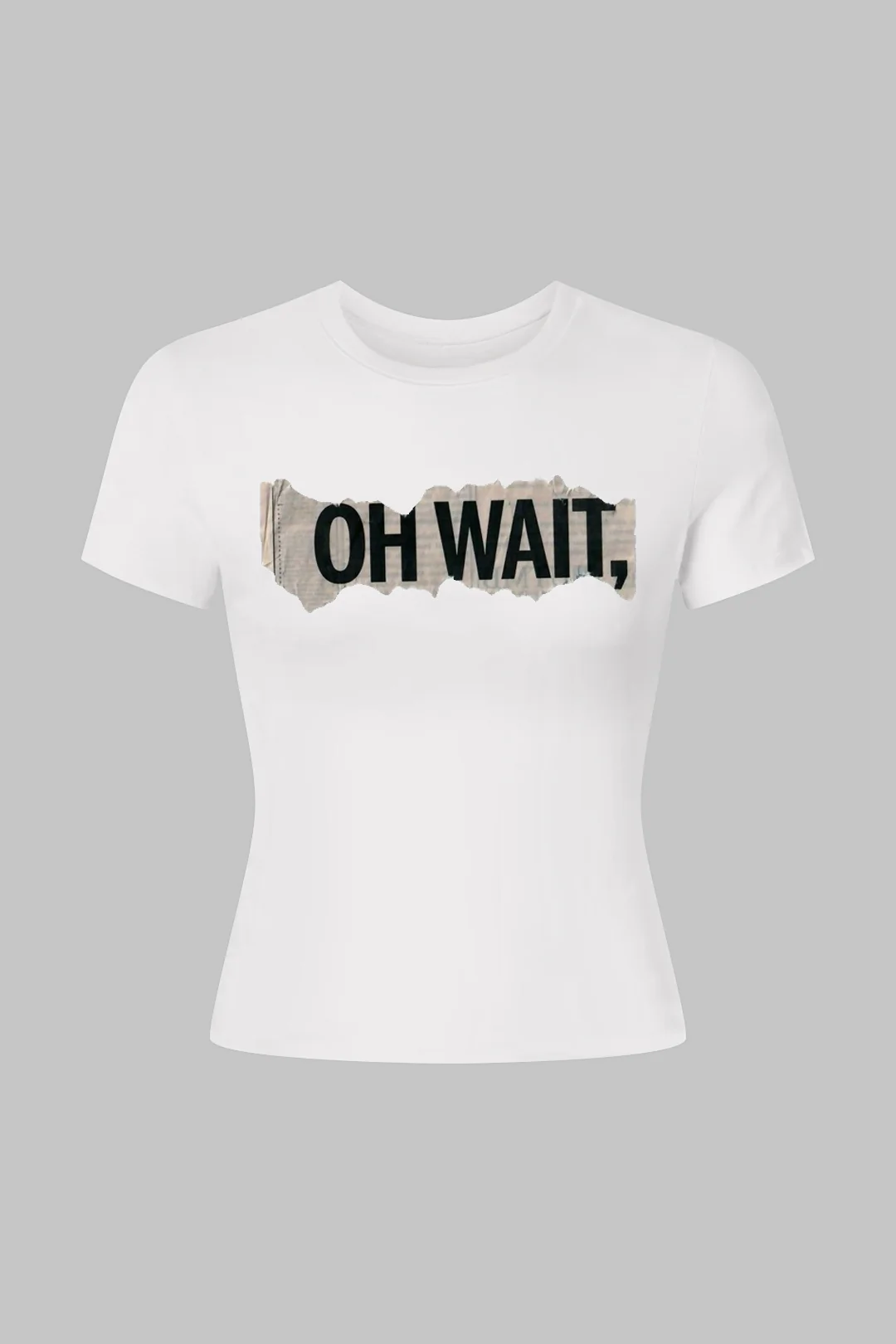 Letter Print Round Neck Short Sleeve T-Shirt - Image 3