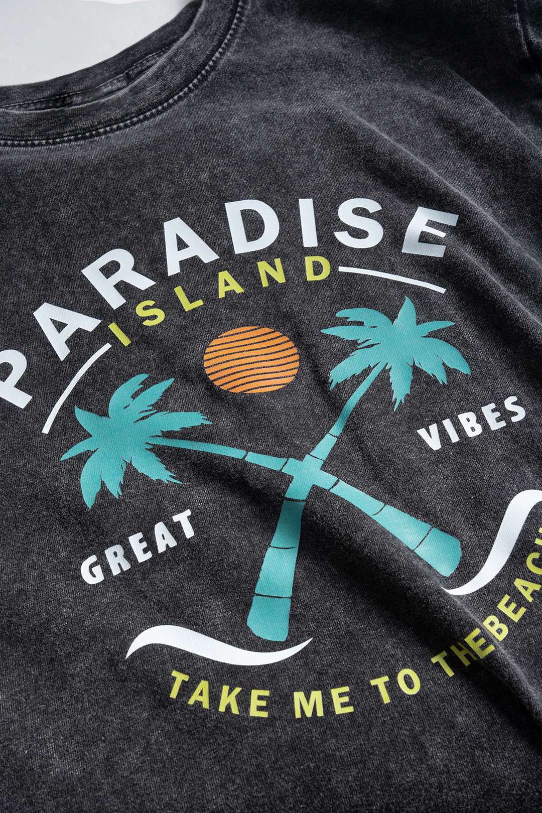 Coconut Palm Print Round Neck Short Sleeve T-Shirt - Image 4