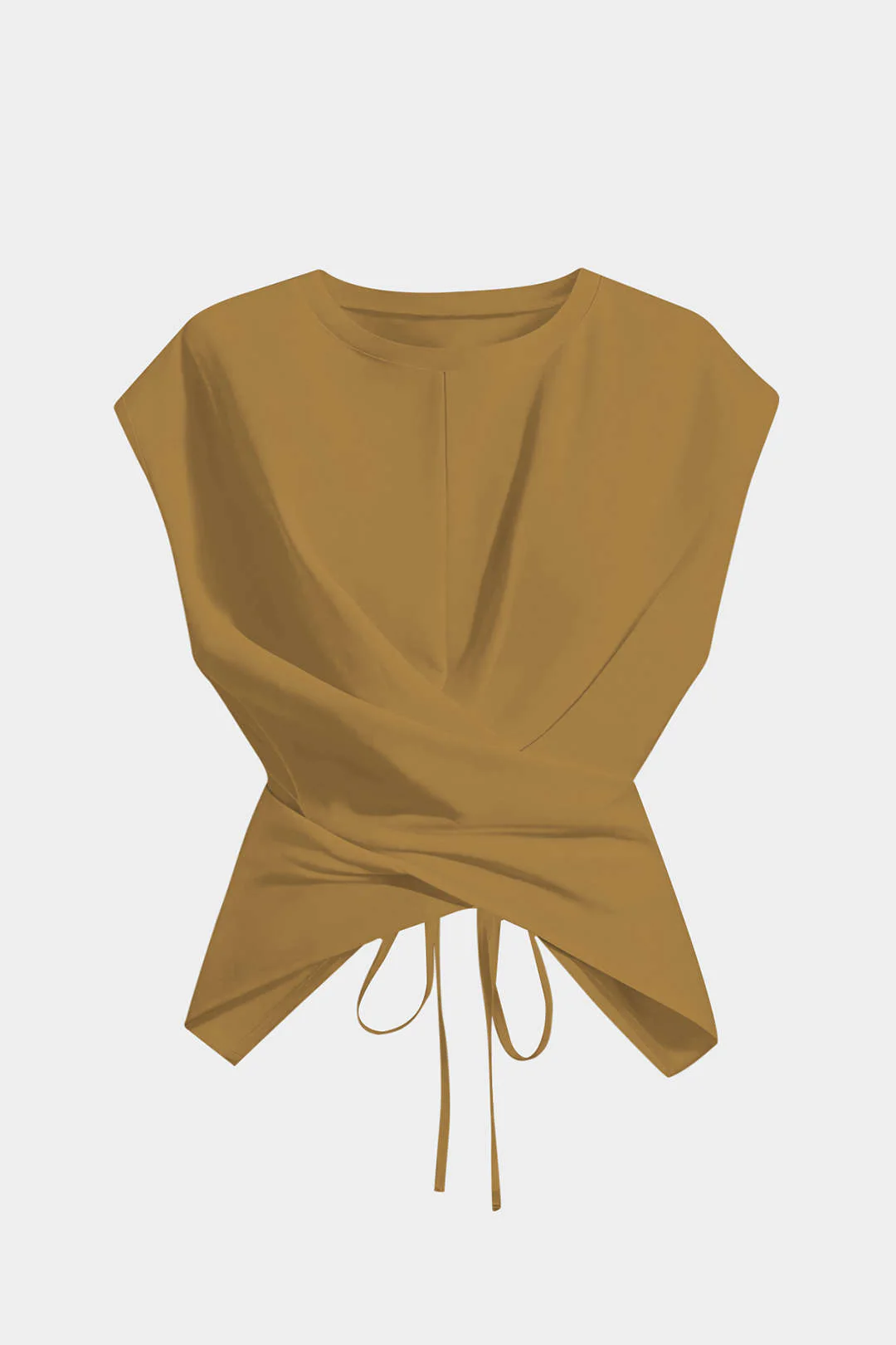 Plus Size Round Neck Short Sleeve Tie T-Shirt - Image 11
