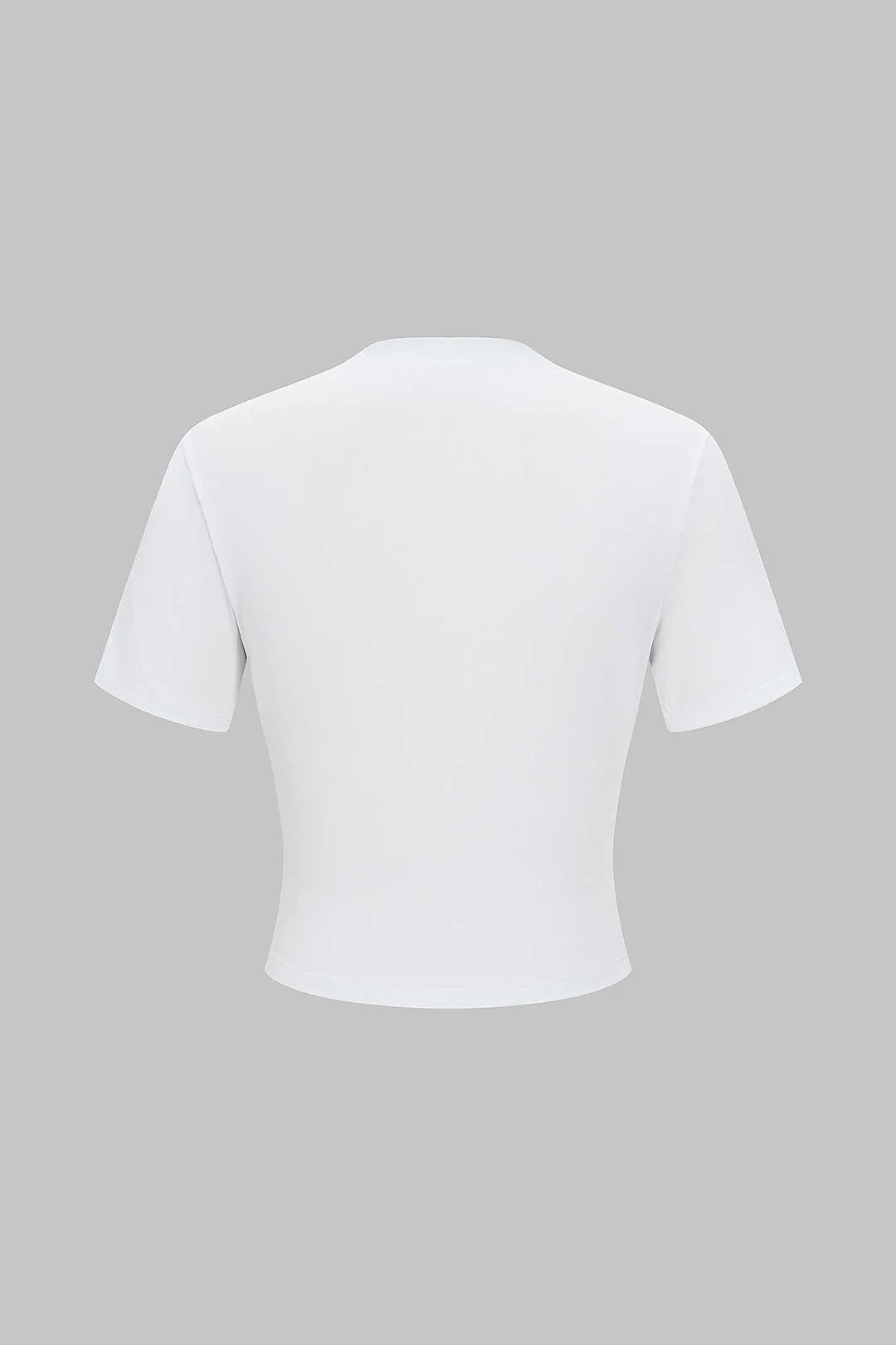 Mock Neck Ruched Short Sleeve T-Shirt - Image 2