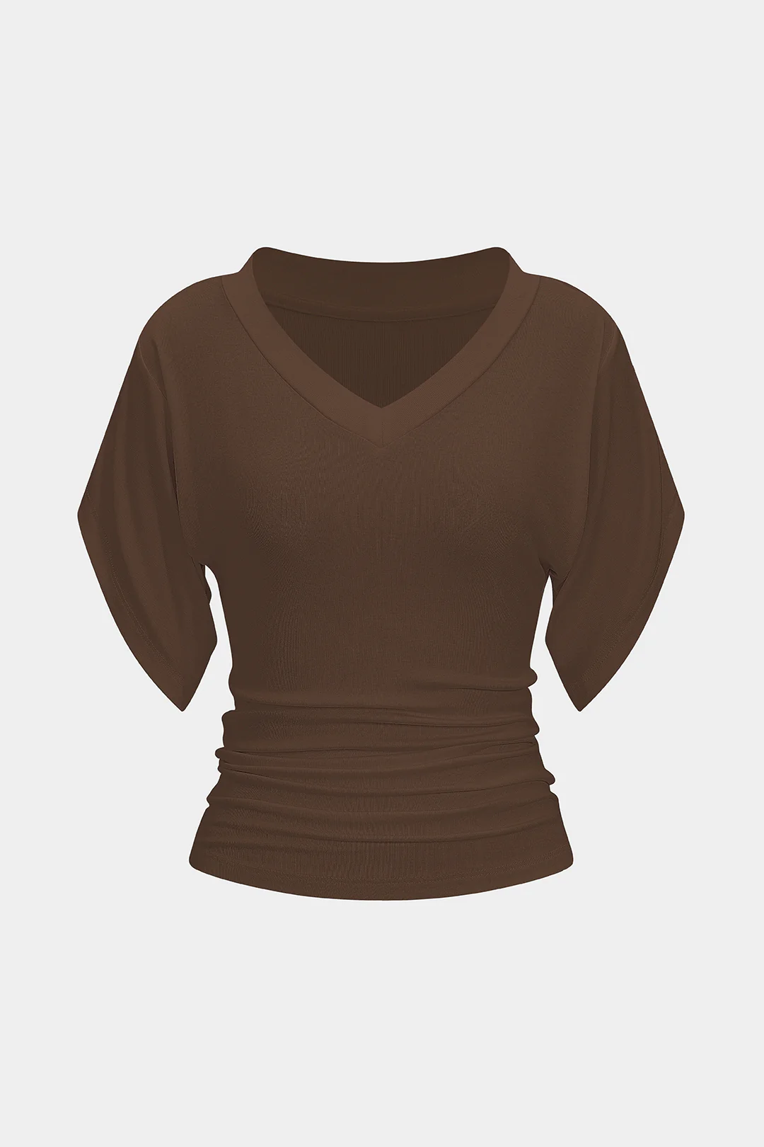 V-Neck Waist-Cinching Ruched T-Shirt - Image 5