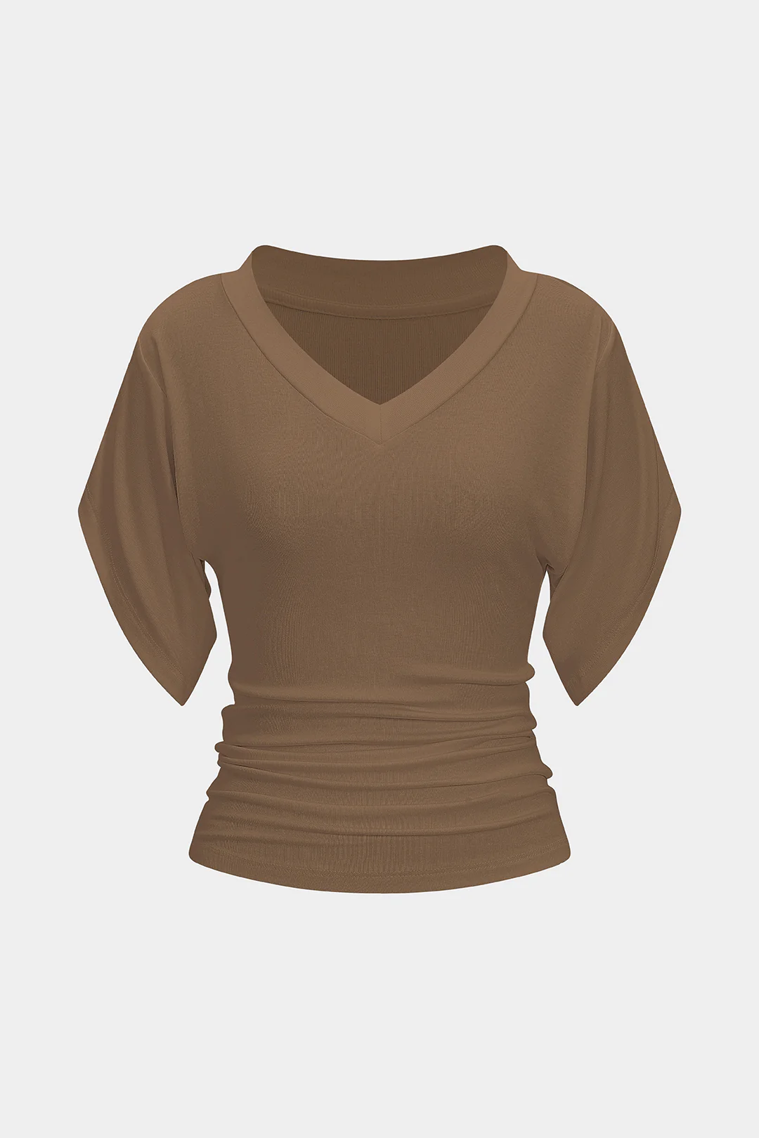V-Neck Waist-Cinching Ruched T-Shirt - Image 6