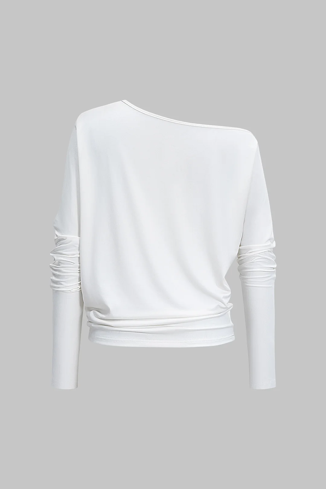 One Shoulder Asymmetrical Neck Long-Sleeve Top - Image 2
