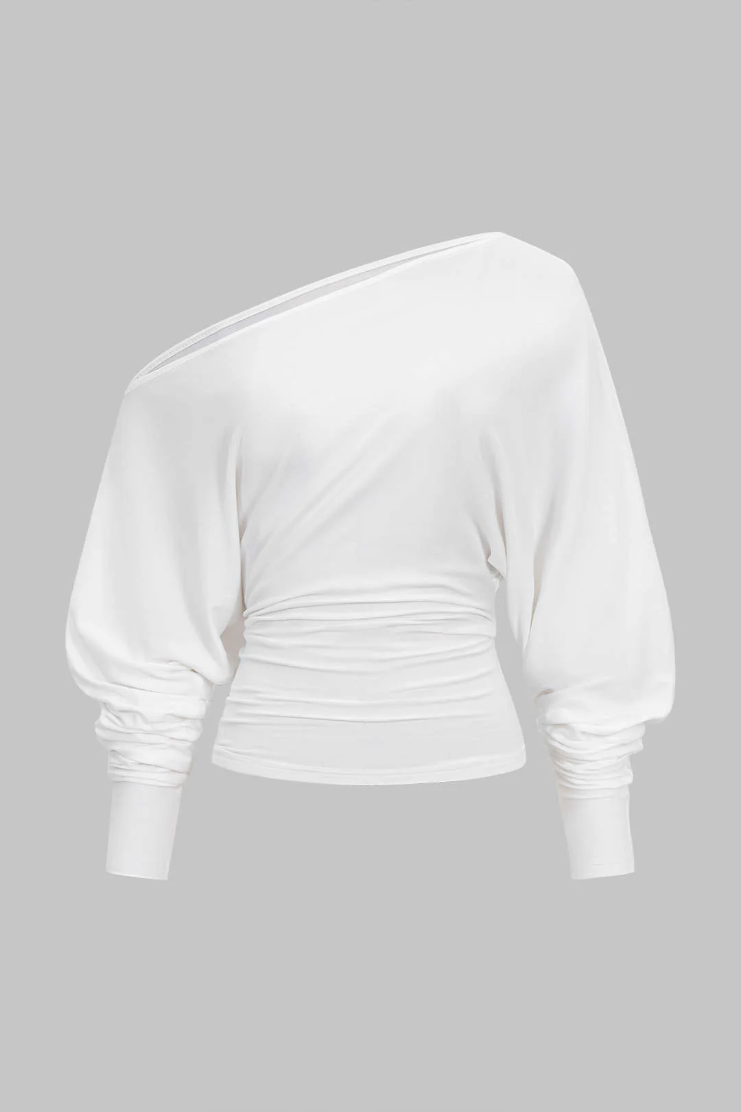 Cut Out One Shoulder Ruched Long Sleeve T-Shirt