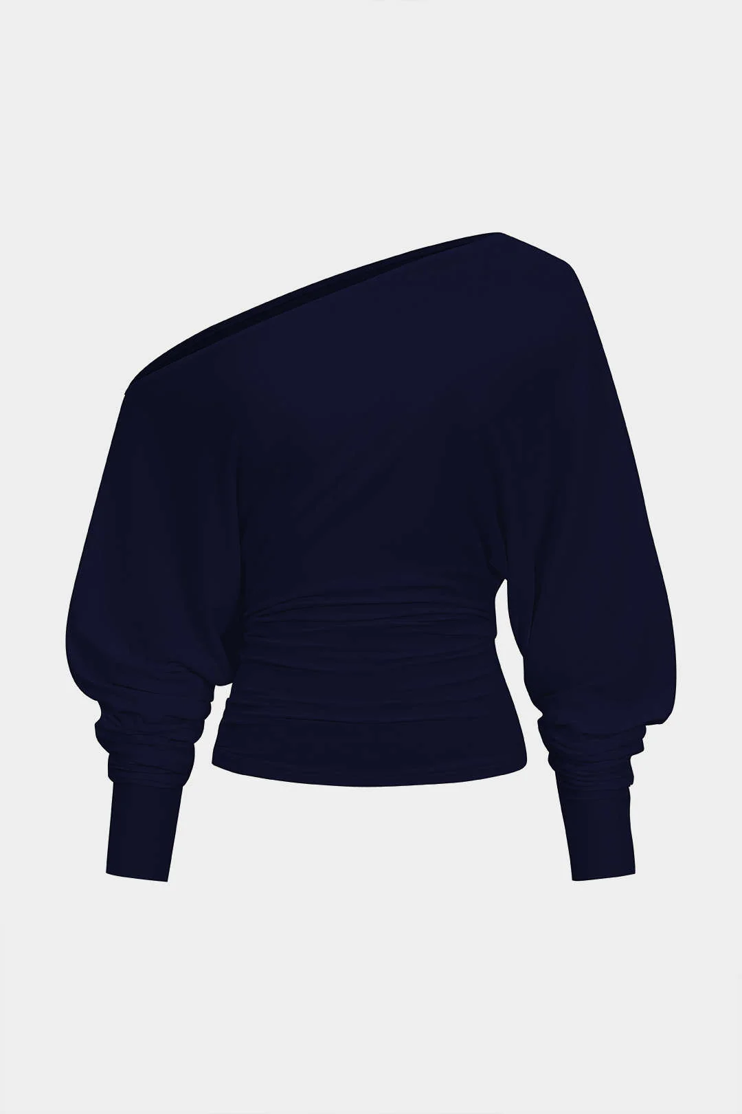 Cut Out One Shoulder Ruched Long Sleeve T-Shirt - Image 7
