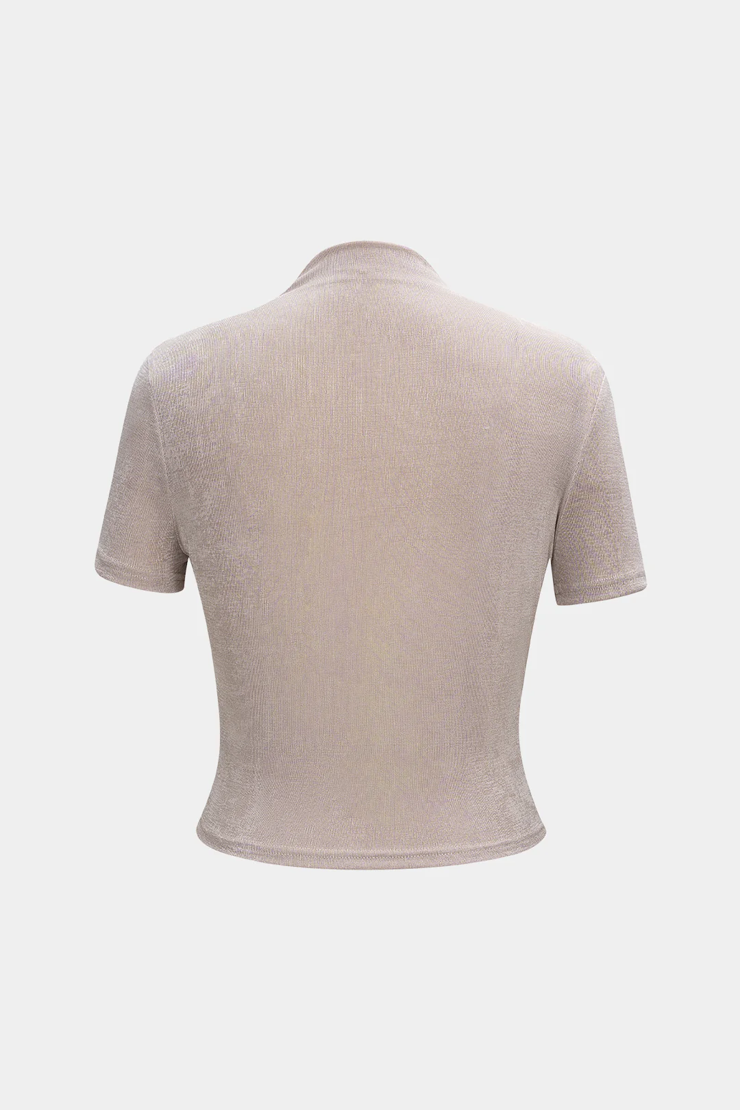 Mock Neck Ruched Short Sleeve T-Shirt - Image 2