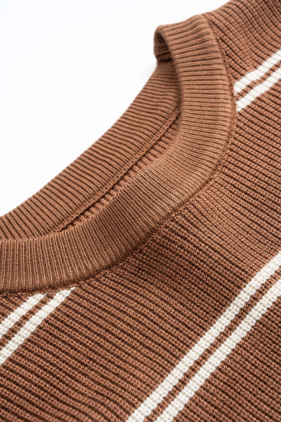 Knit Contrast Stripe Print Patchwork Long-Sleeve Top - Image 3